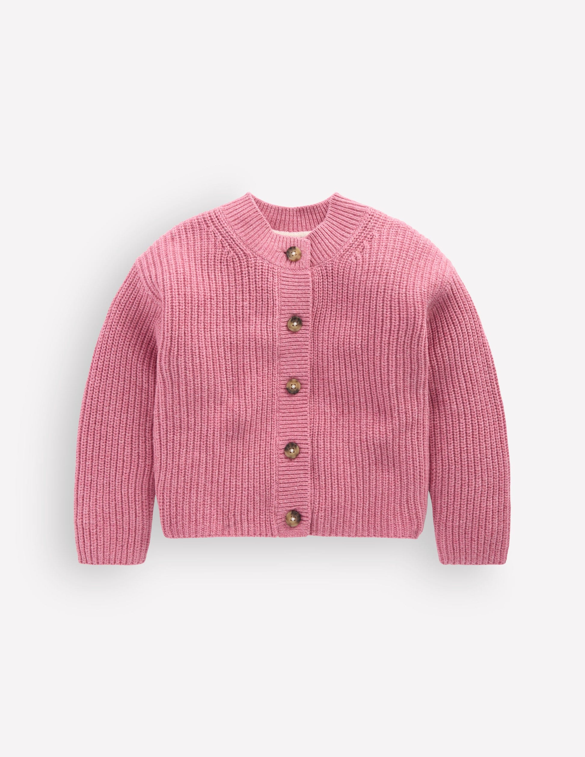 Chunky Everyday Cardigan-Pink Heather Marl-1