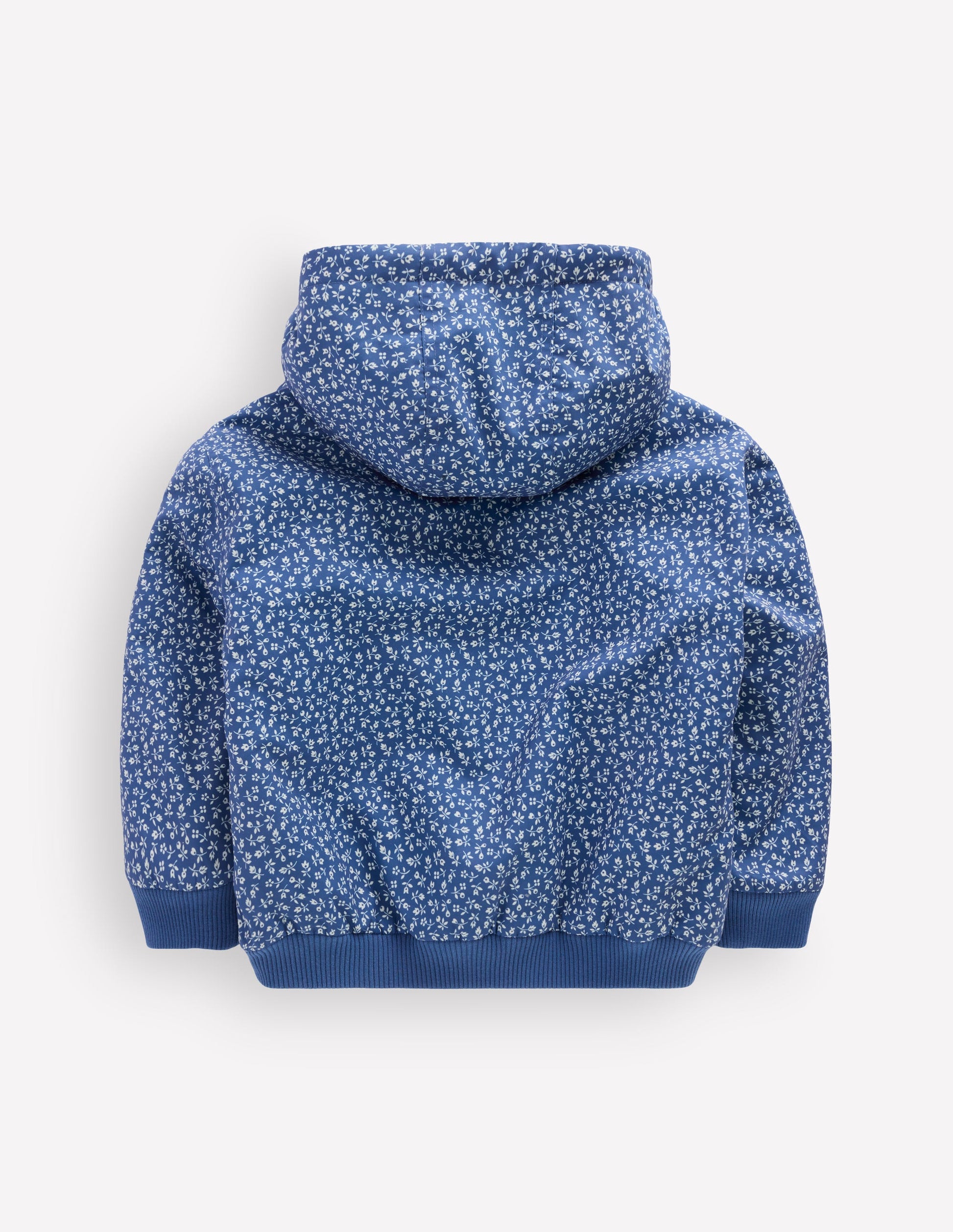 Reversible Borg Hooded Bomber-Bluejay Ditsy Floral-6