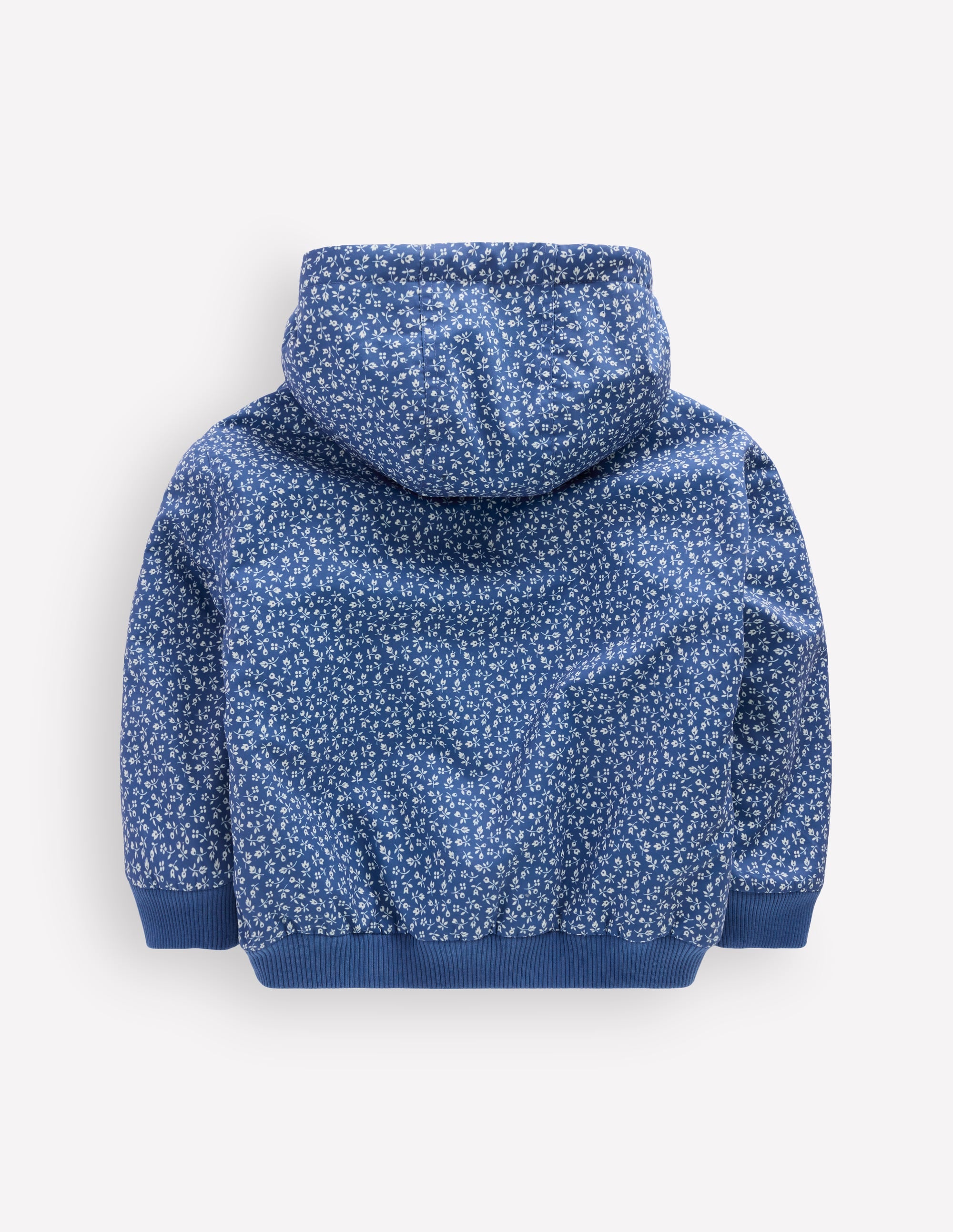 Reversible Borg Hooded Bomber-Bluejay Ditsy Floral - Image 6