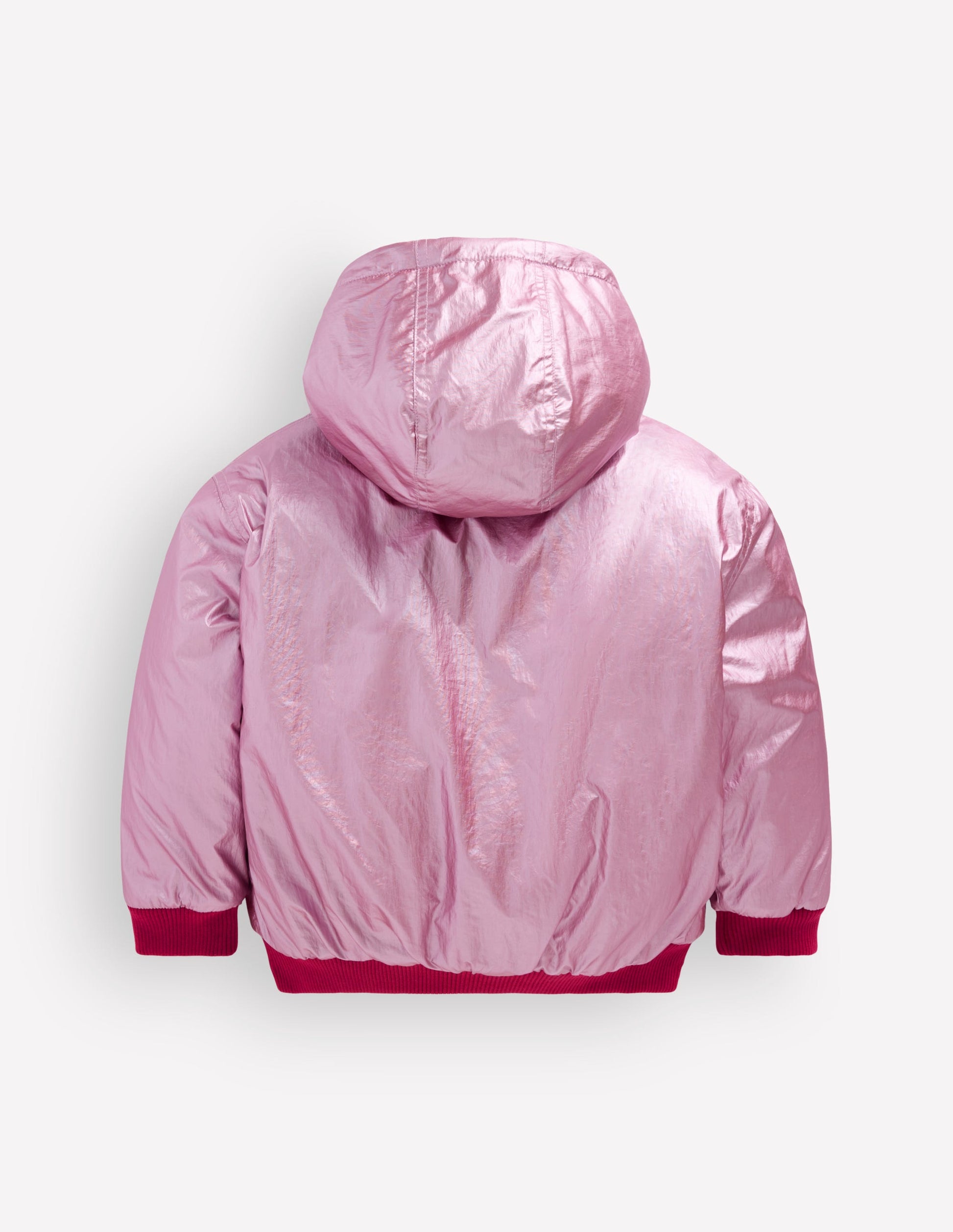 Reversible Borg Hooded Bomber-Pink Metallic-7
