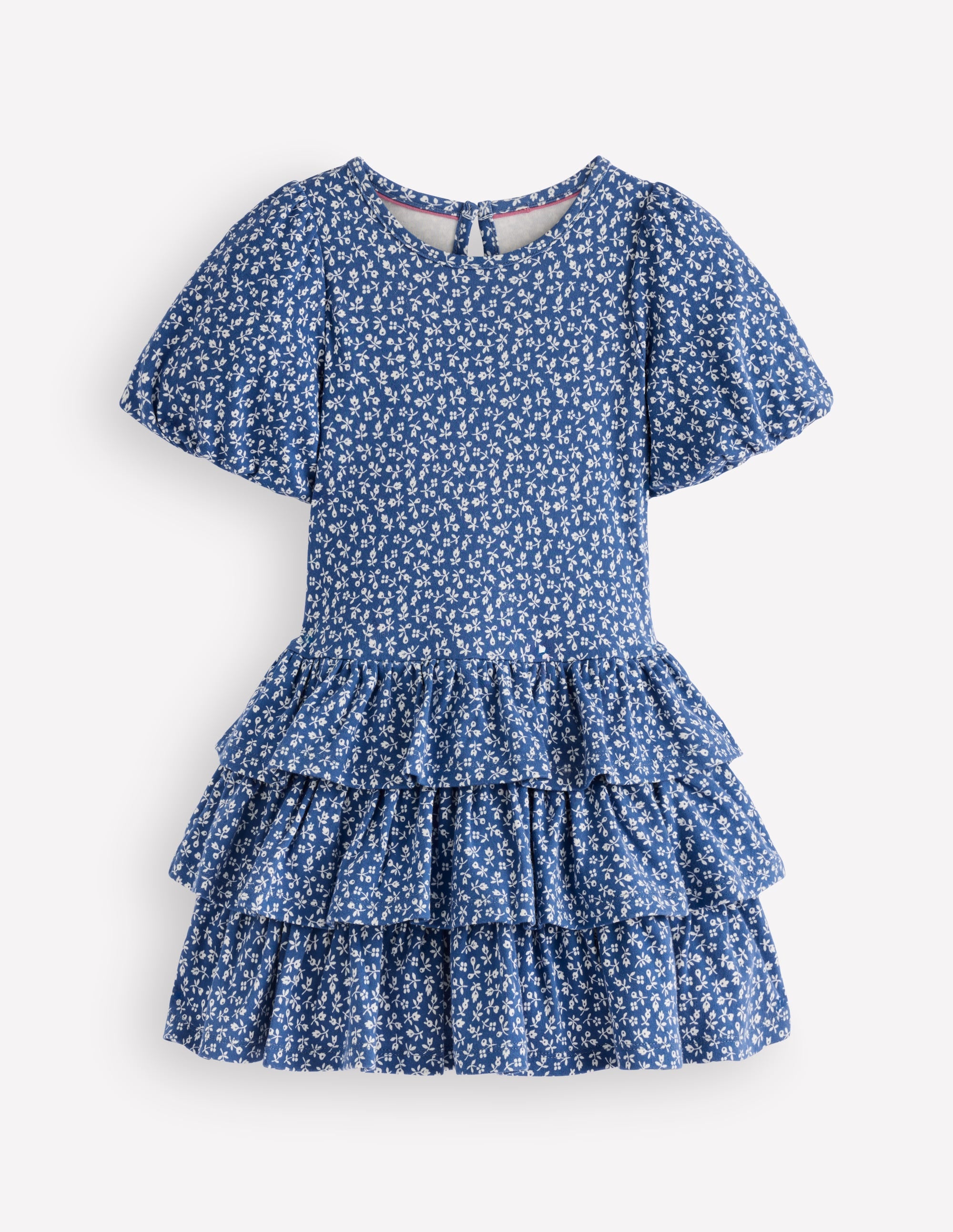 Ruffle Skirt Jersey Dress-Bluejay Ditsy Floral - Image 1