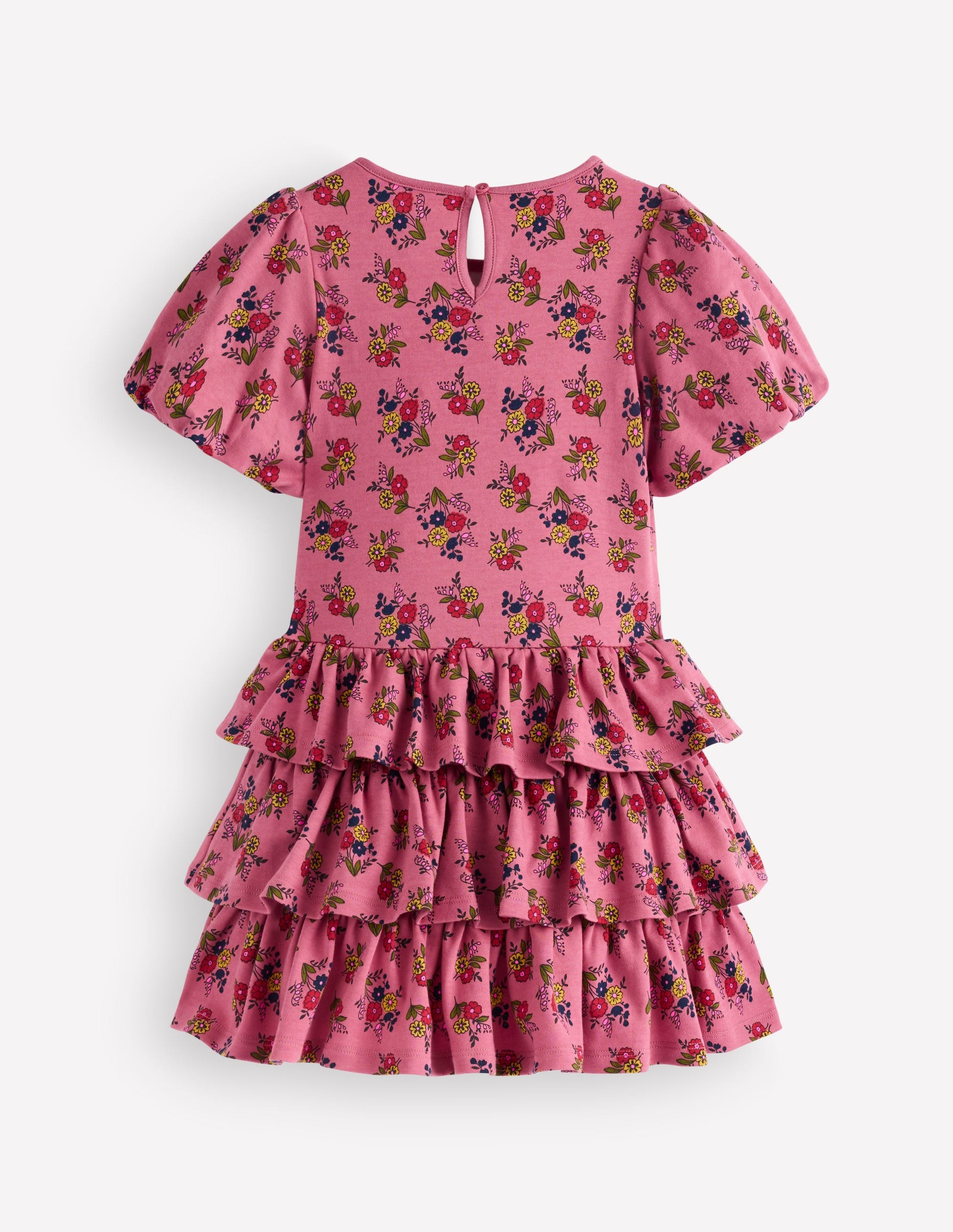 Ruffle Skirt Jersey Dress-Formica Pink Floral Bunches-2