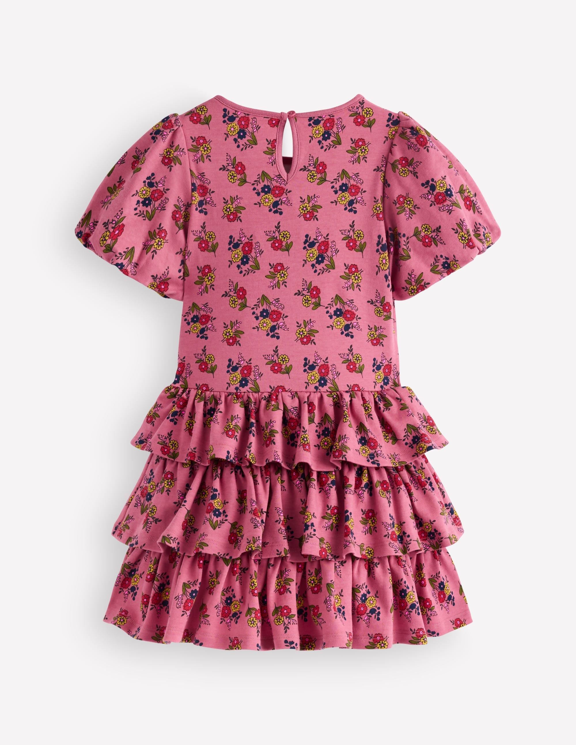 Ruffle Skirt Jersey Dress-Formica Pink Floral Bunches - Image 2