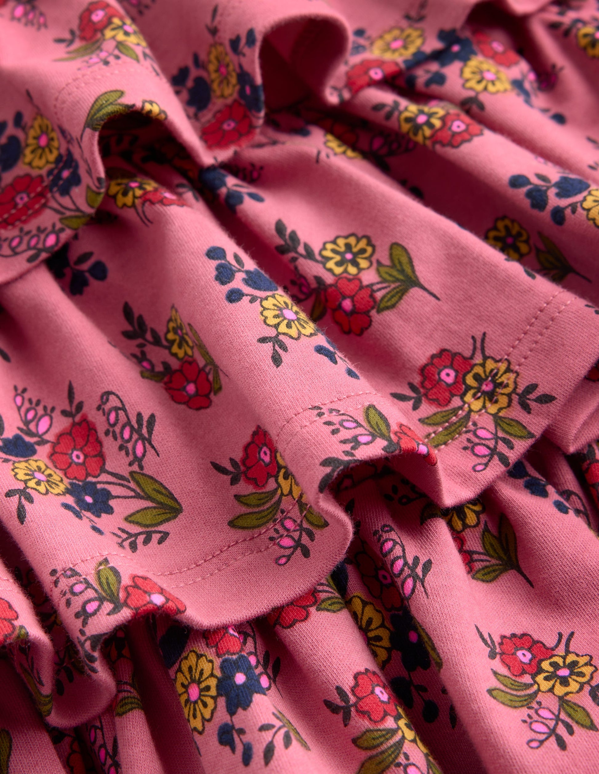 Ruffle Skirt Jersey Dress-Formica Pink Floral Bunches-3