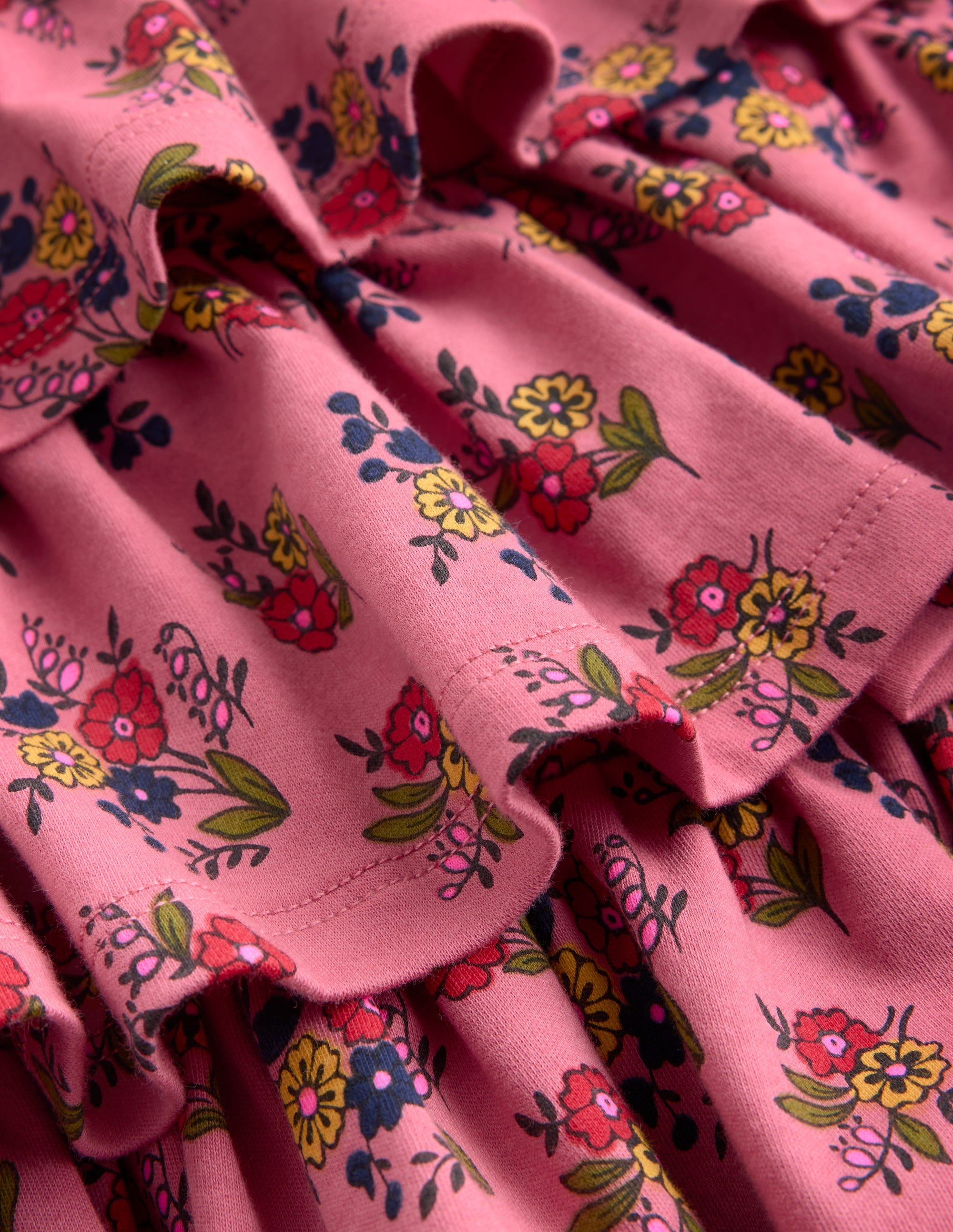 Ruffle Skirt Jersey Dress-Formica Pink Floral Bunches - Image 3