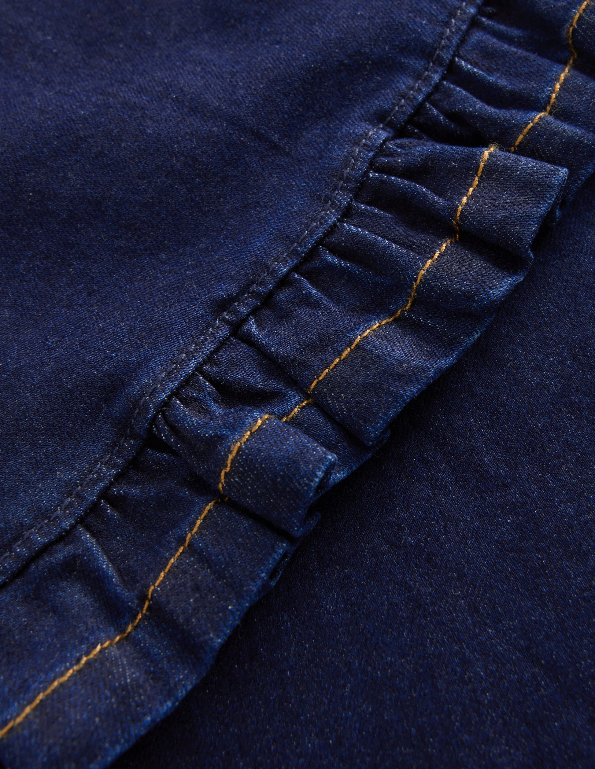Wide Leg Frill Hem Jeans-Dark Wash-3