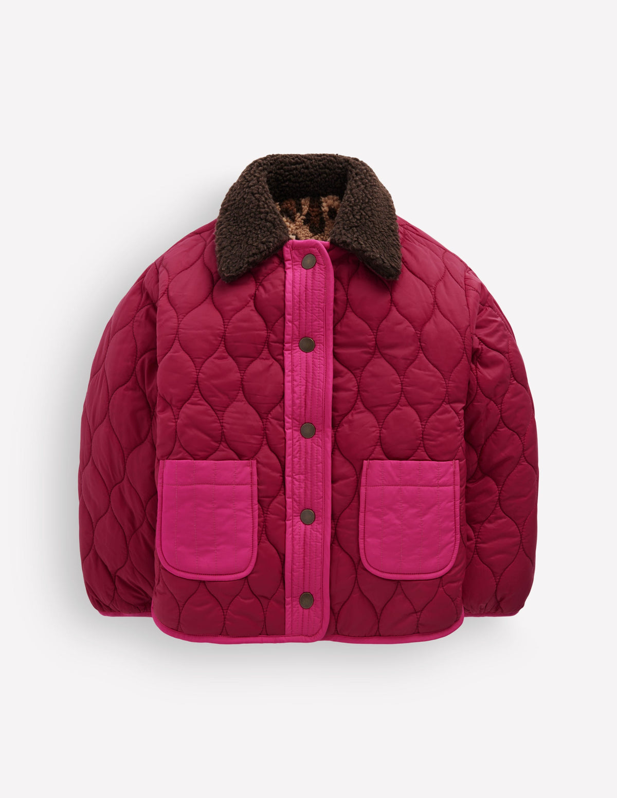 Reversible Borg Quilted Jacket-Leopard Multi-6
