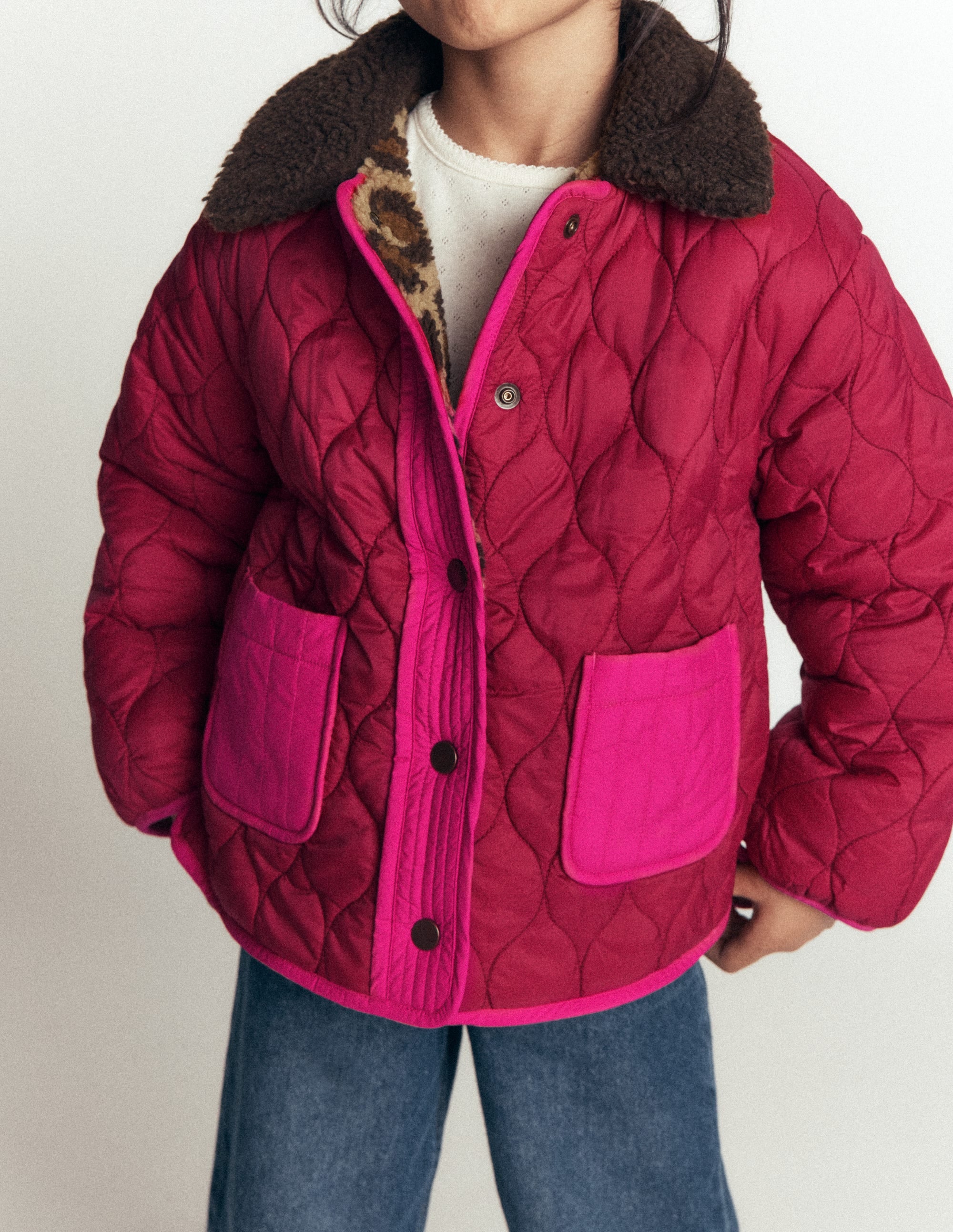 Reversible Borg Quilted Jacket