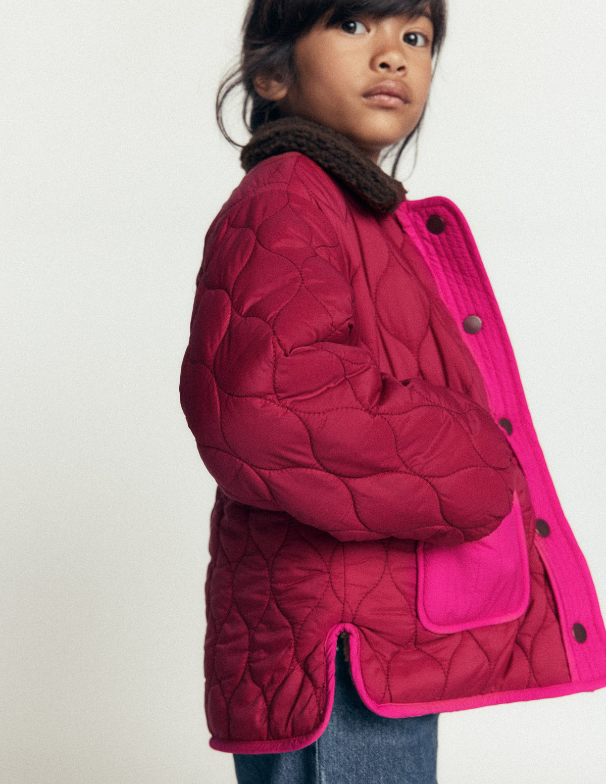 Reversible Borg Quilted Jacket-Leopard Multi-3