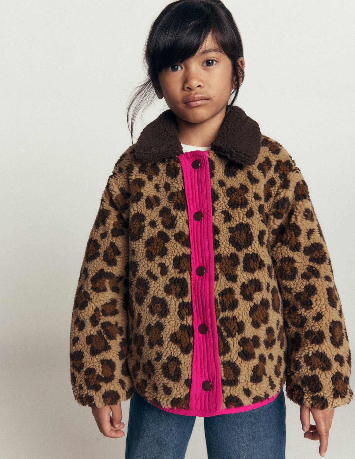 Reversible Borg Quilted Jacket-Leopard Multi-5