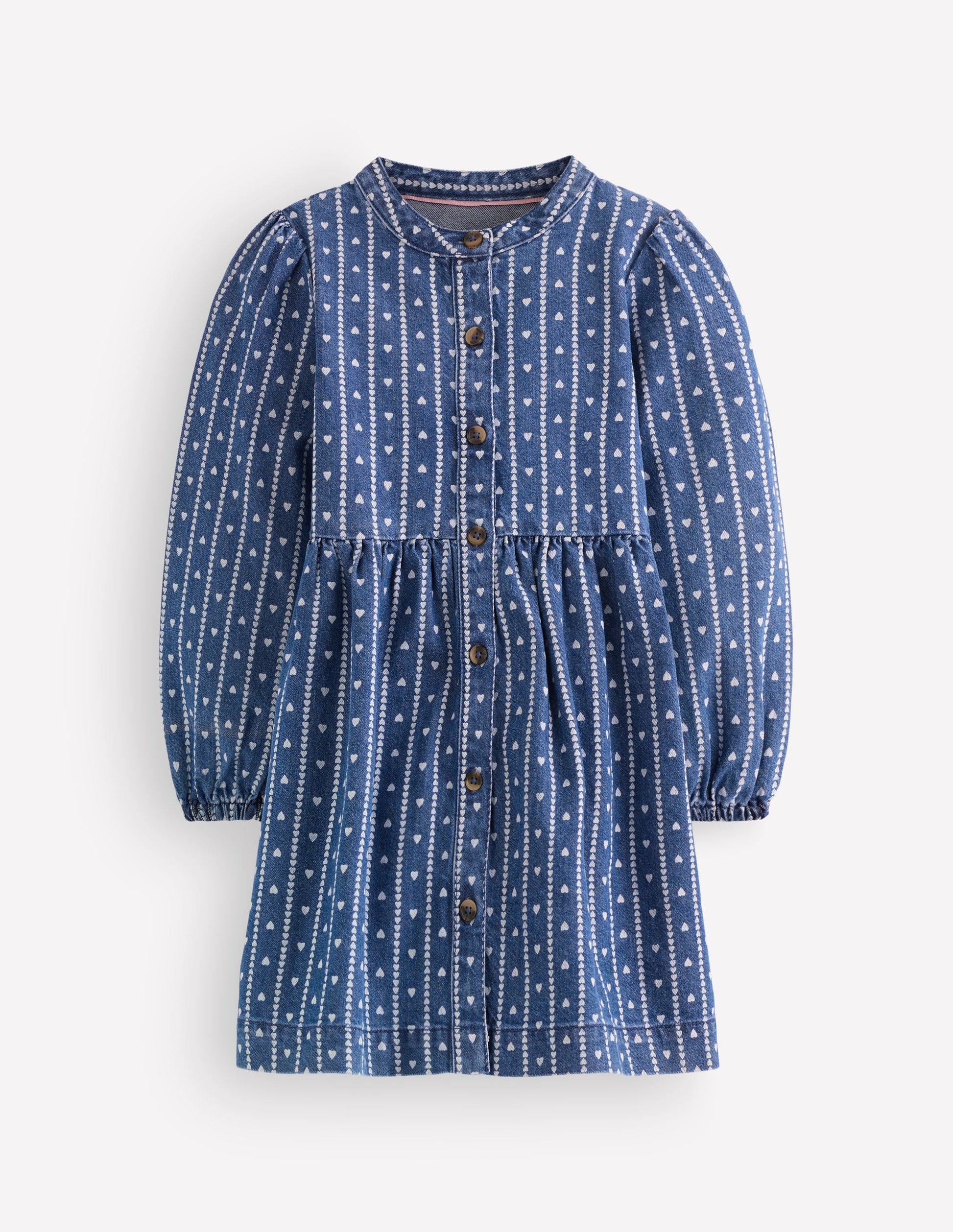 Betsy Woven Puff Sleeve Dress-Denim Tiny Hearts-2