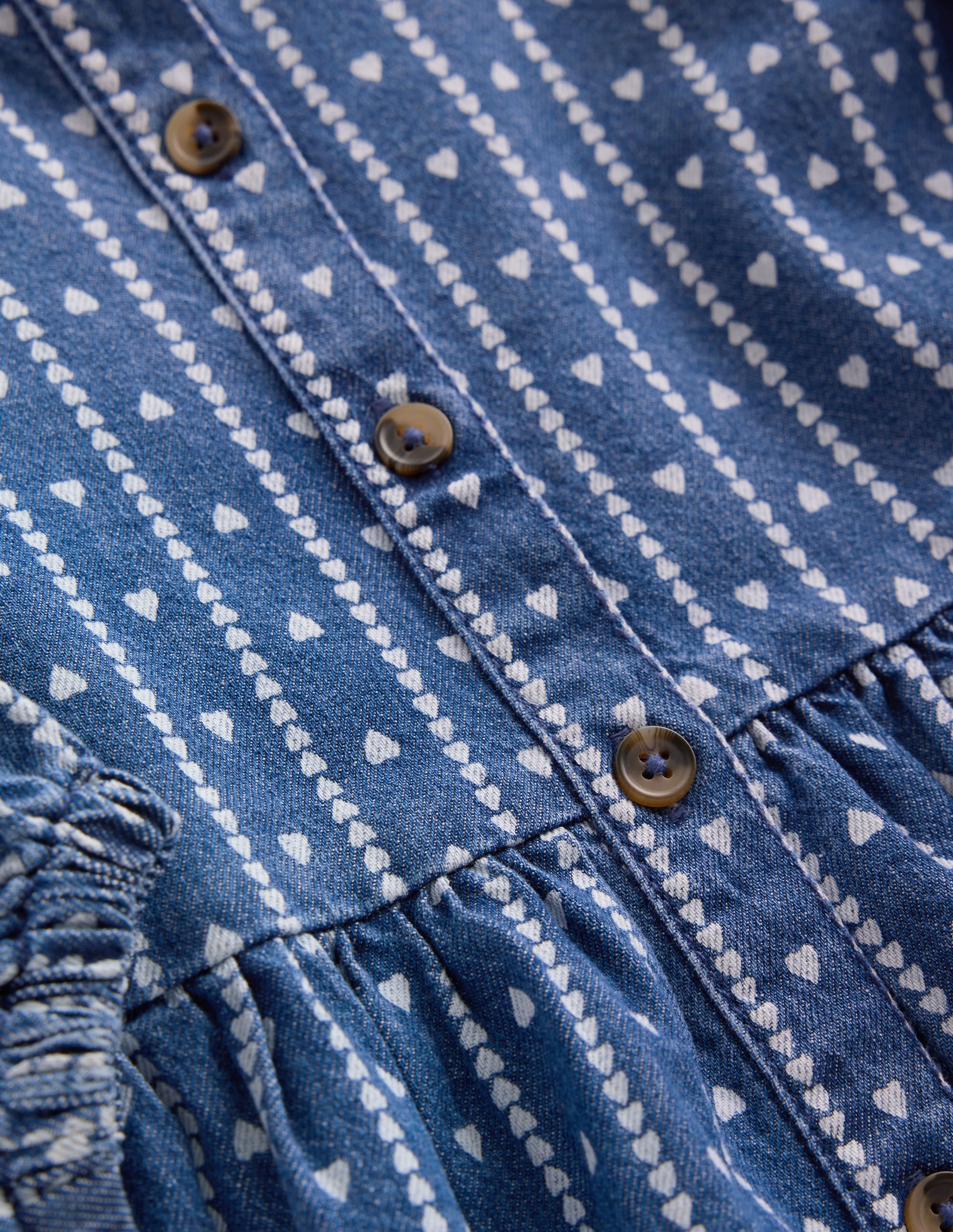 Betsy Woven Puff Sleeve Dress-Denim Tiny Hearts - Image 4