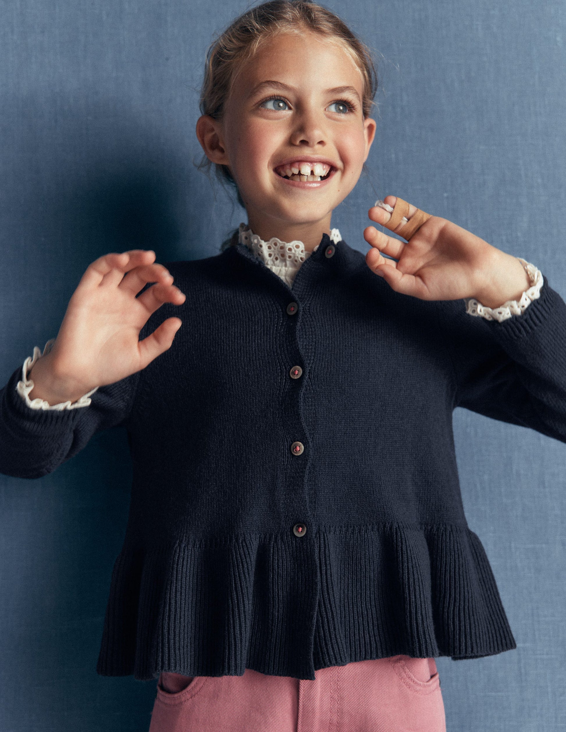 Pretty Peplum Cardigan-Navy-2