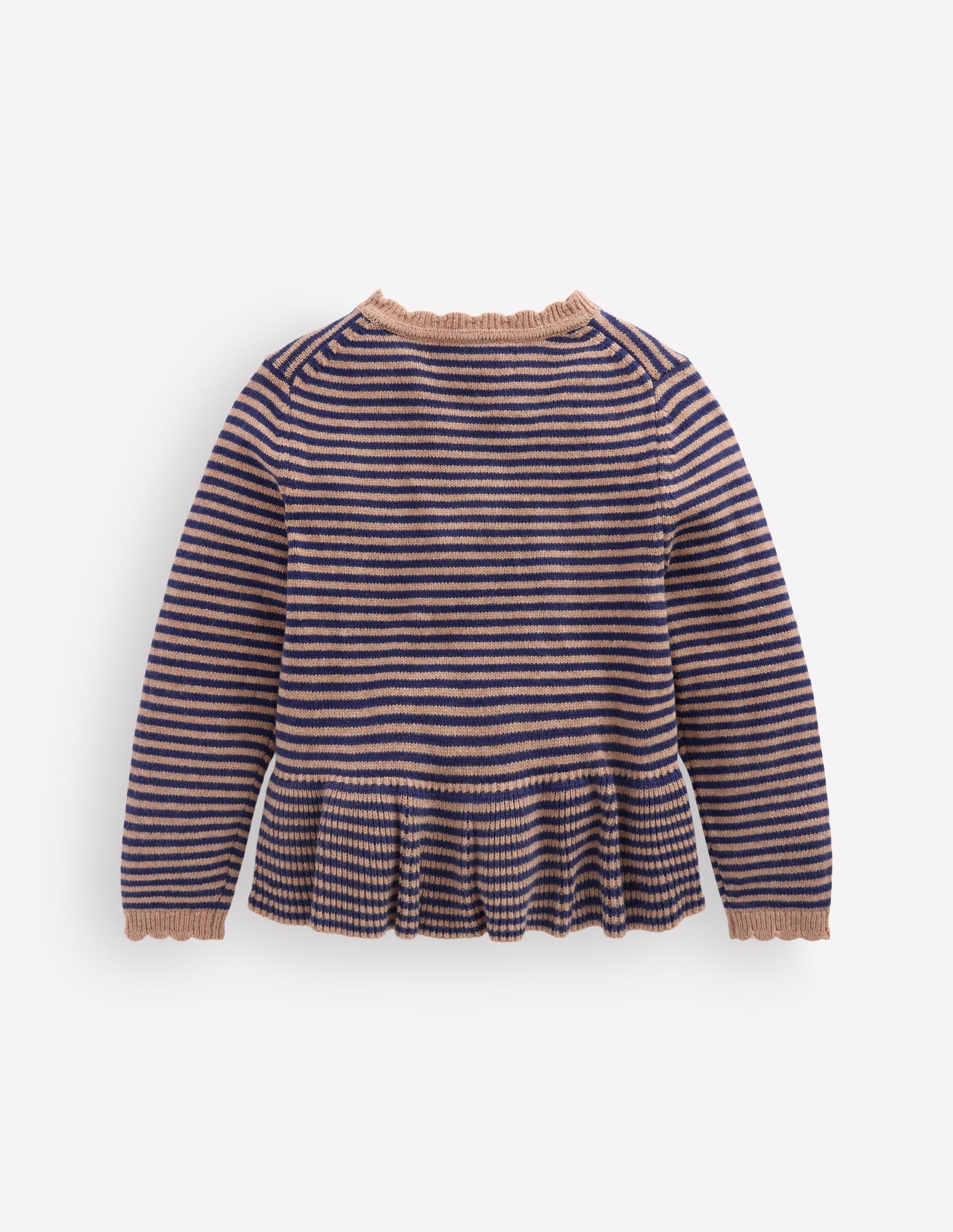 Pretty Peplum Cardigan-Camel/ College Navy Stripe-3