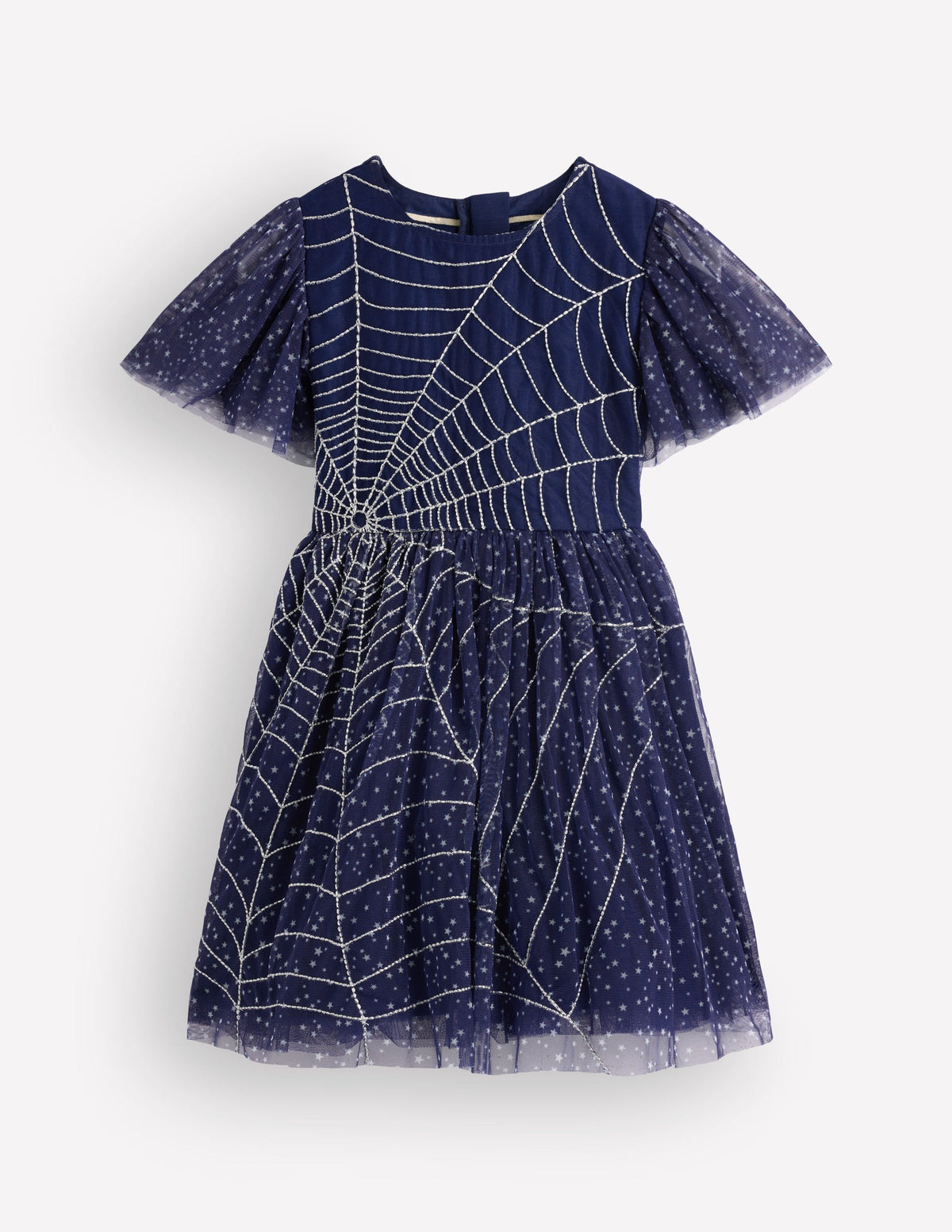 Appliqué Tulle Dress-College Navy Spiders Web-4