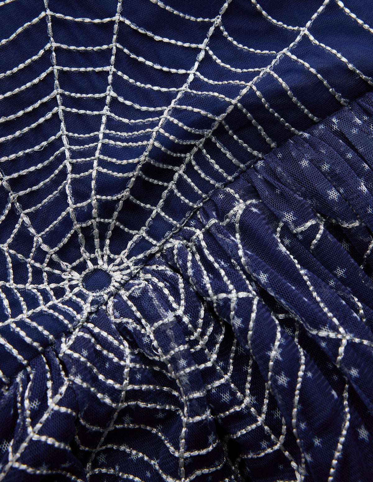 Appliqué Tulle Dress-College Navy Spiders Web-6
