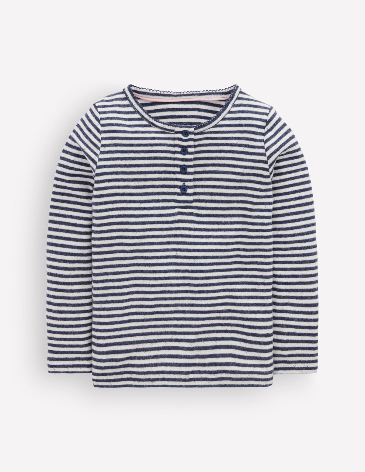 Long Sleeve Henley Top-Soft Ivory/ Navy Stripe-1