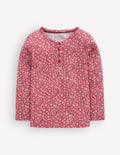 Long Sleeve Henley Top-Pink Floral