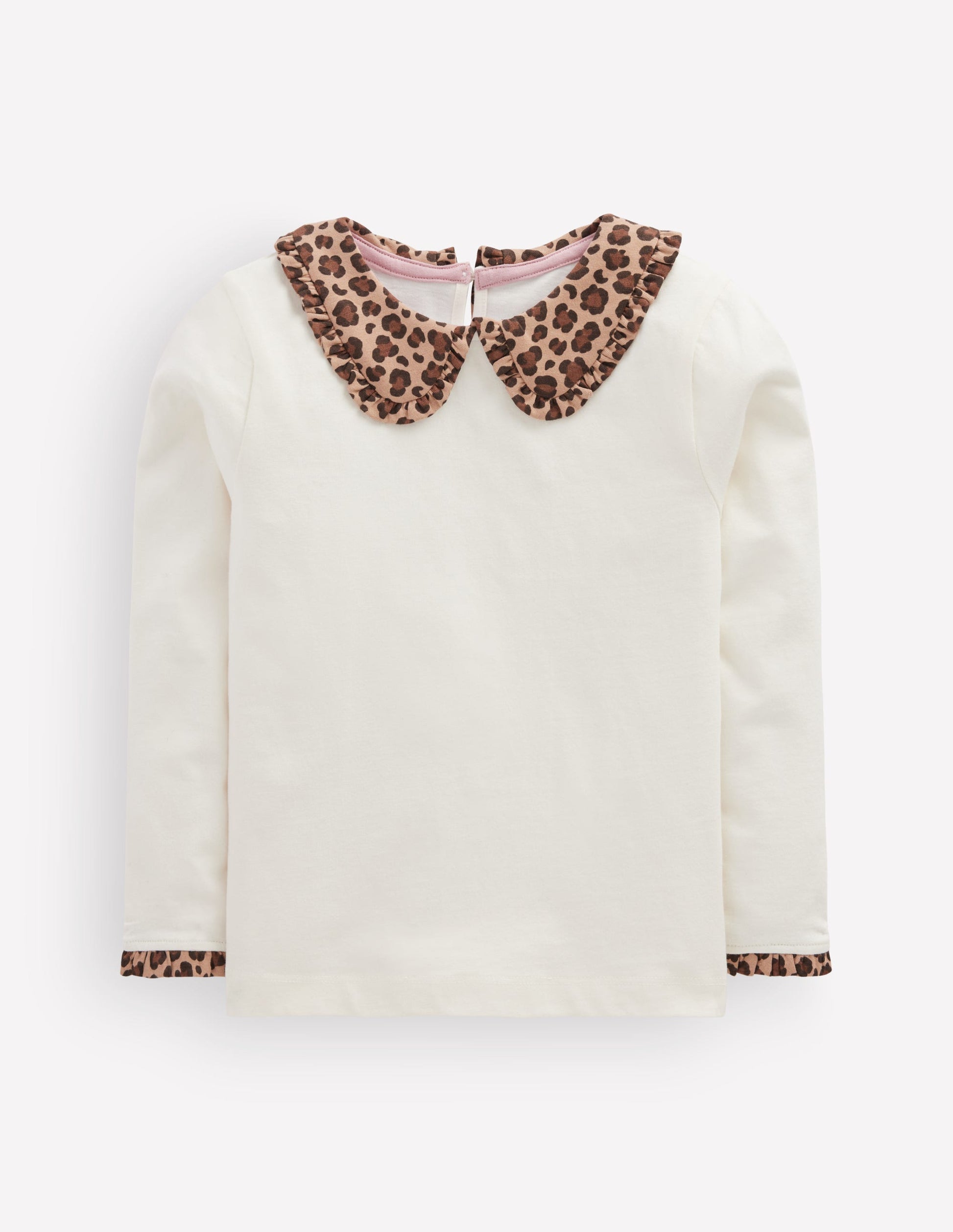 Collared Breton Jersey Top-Soft Ivory Leopard-2