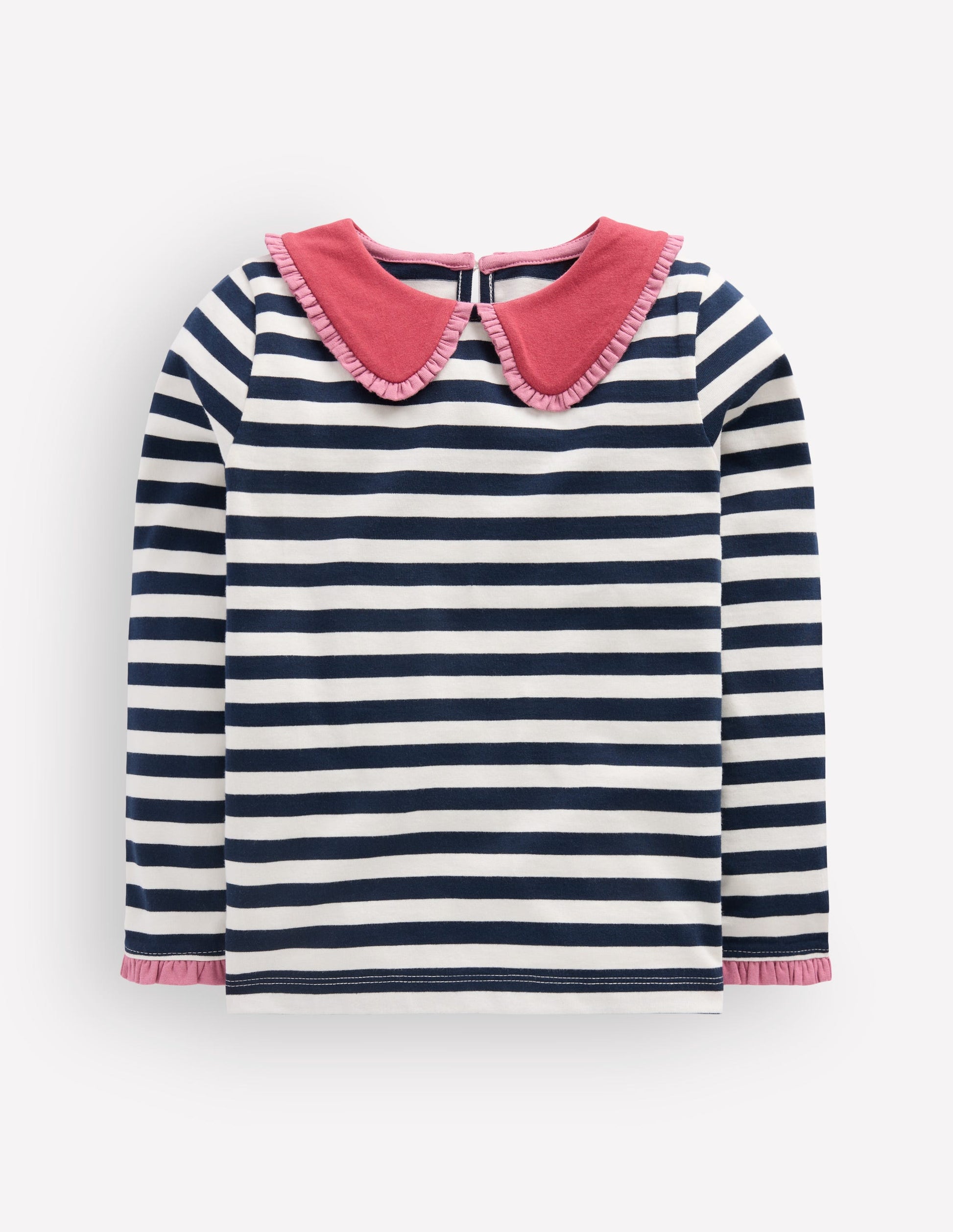 Collared Breton Jersey Top-Ivory and Navy Stripe-2