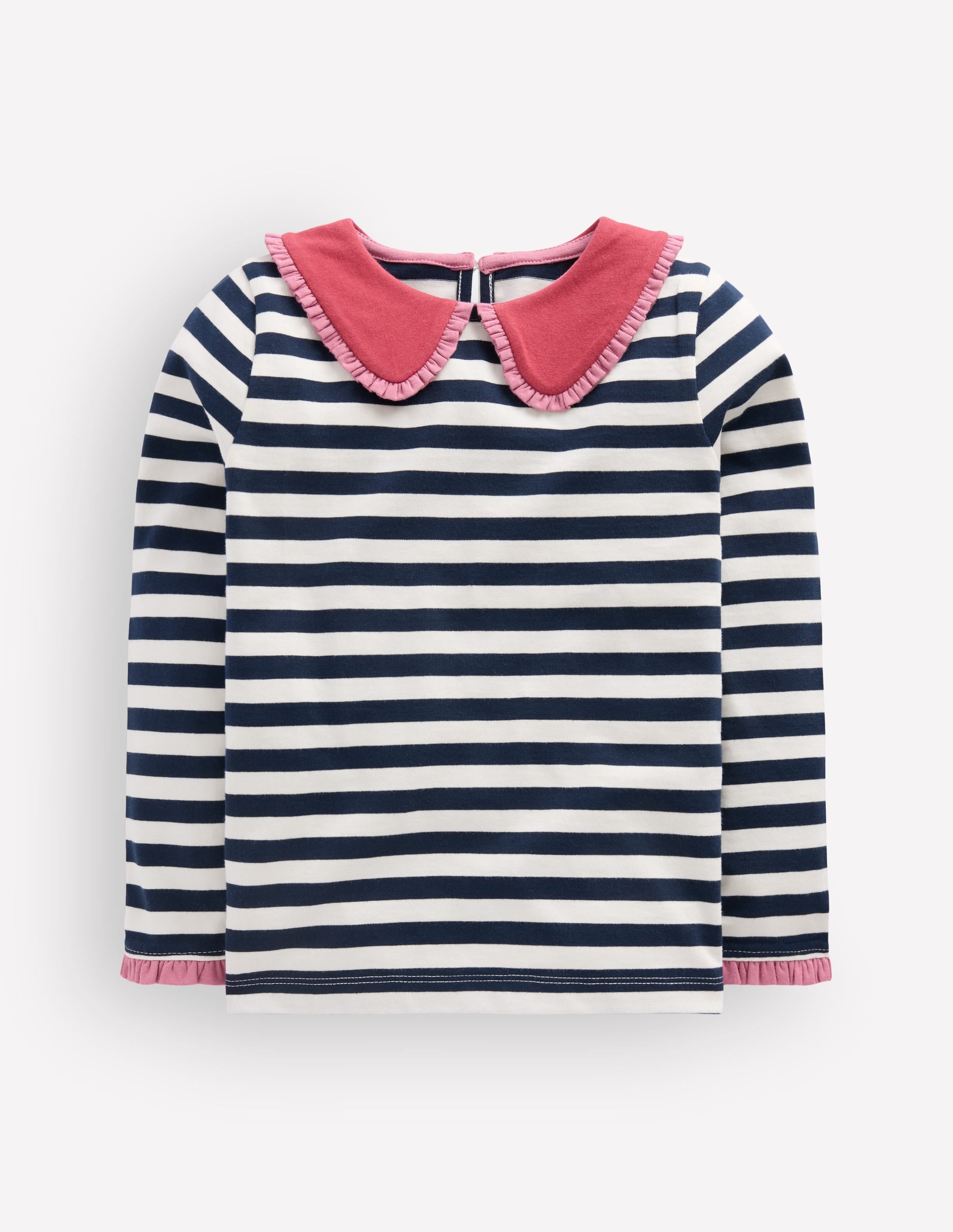 Collared Breton Jersey Top-Ivory and Navy Stripe - Image 2