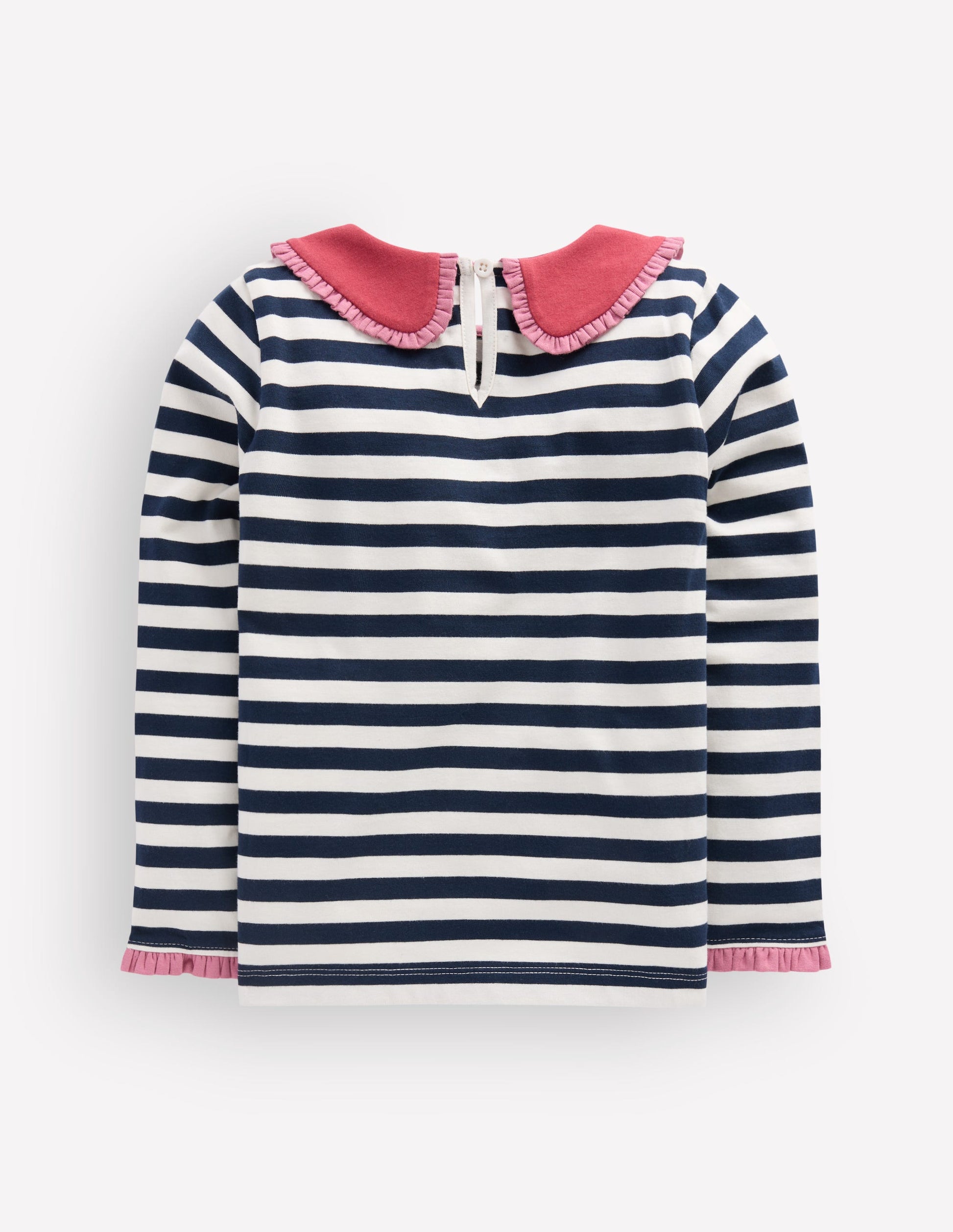 Collared Breton Jersey Top-Ivory and Navy Stripe-3