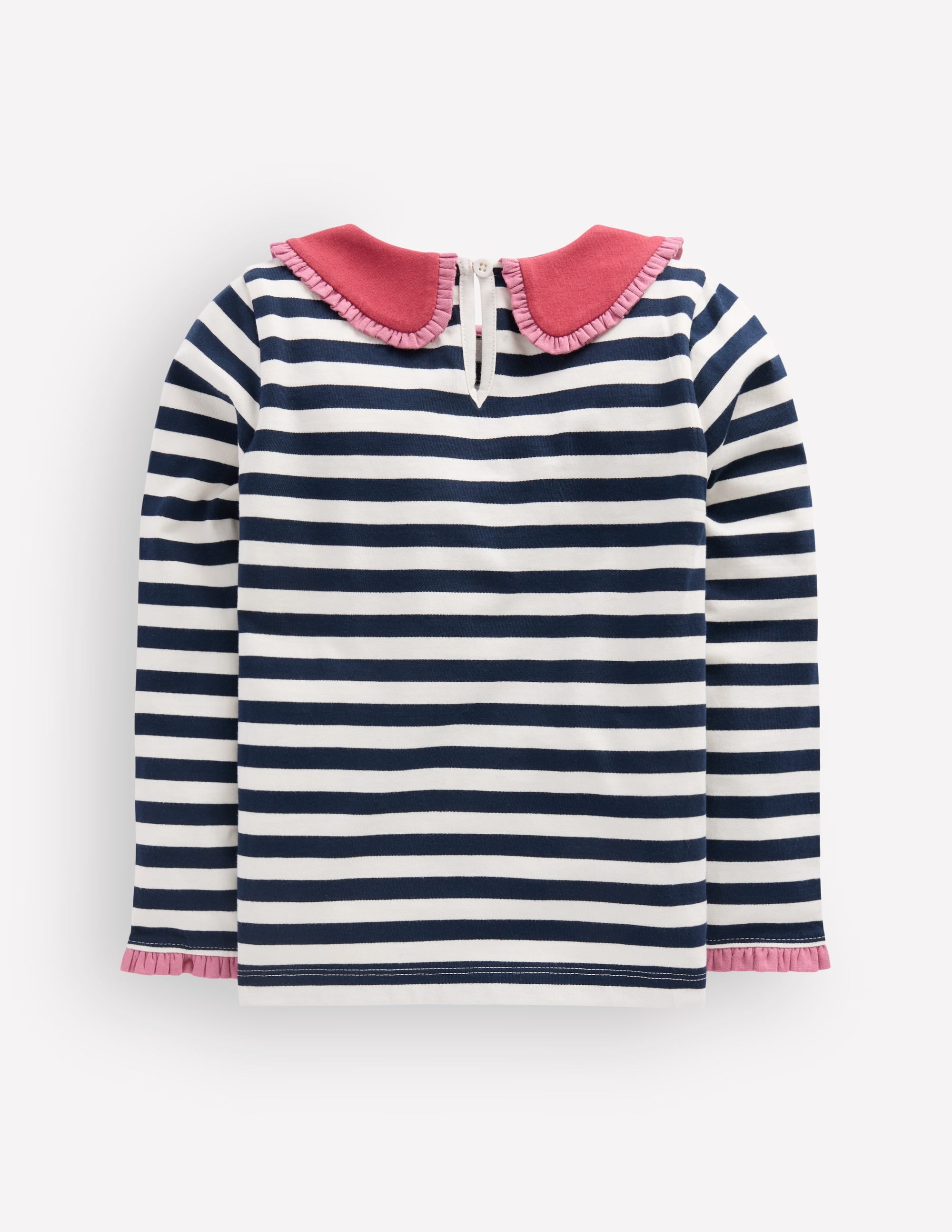 Collared Breton Jersey Top-Ivory and Navy Stripe - Image 3