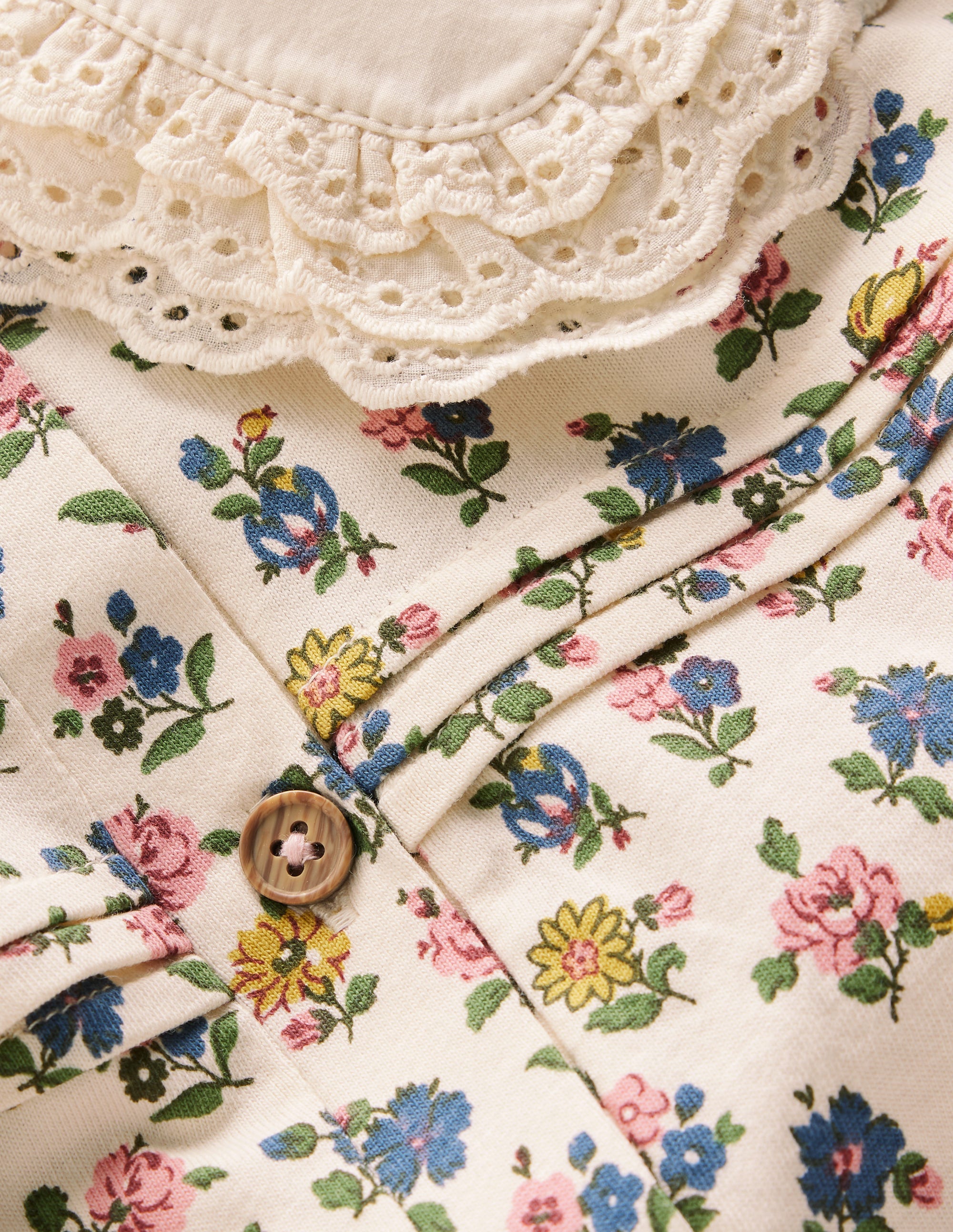 Broderie Collar Jersey Top-Vanilla White Floral - Image 4