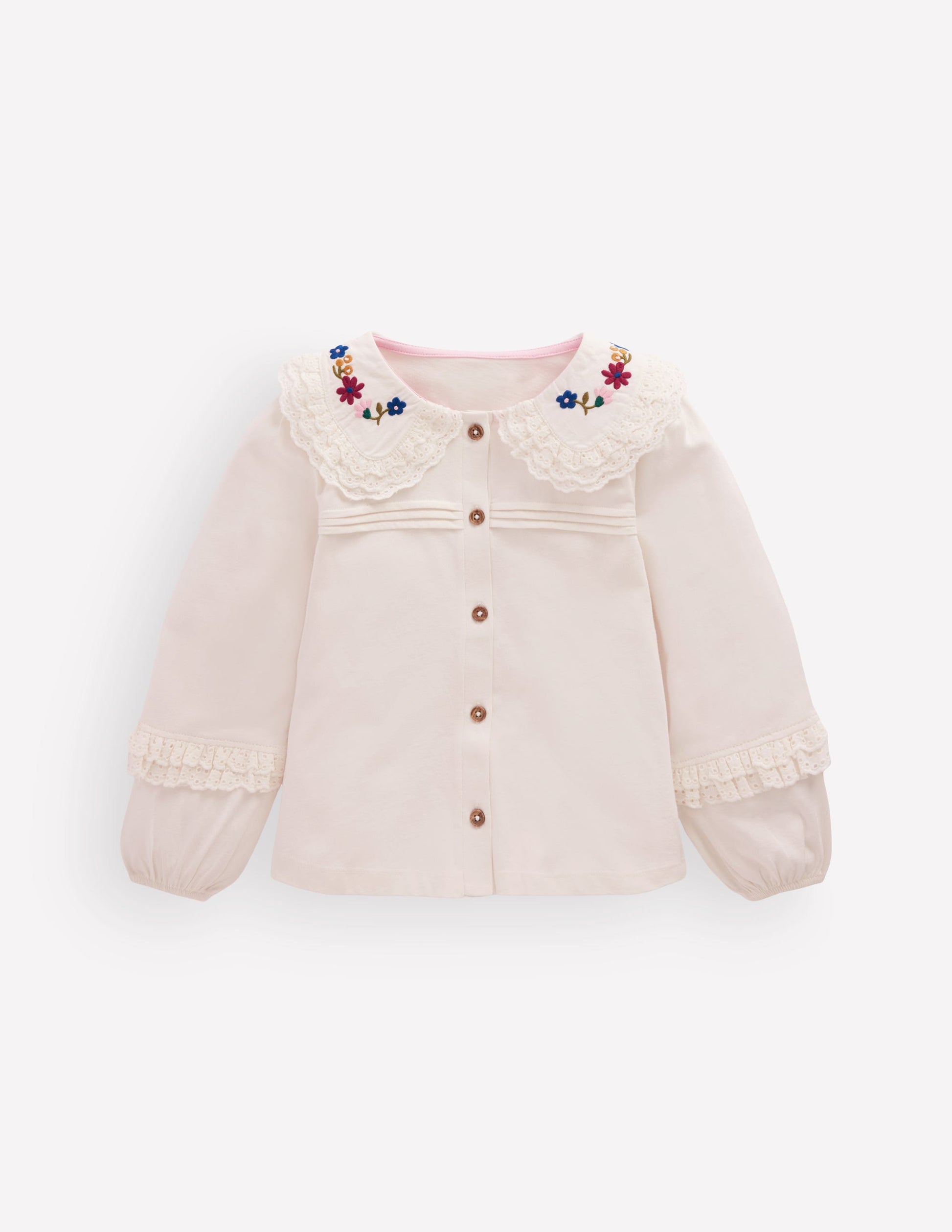 Broderie Collar Jersey Top-Soft Ivory-1