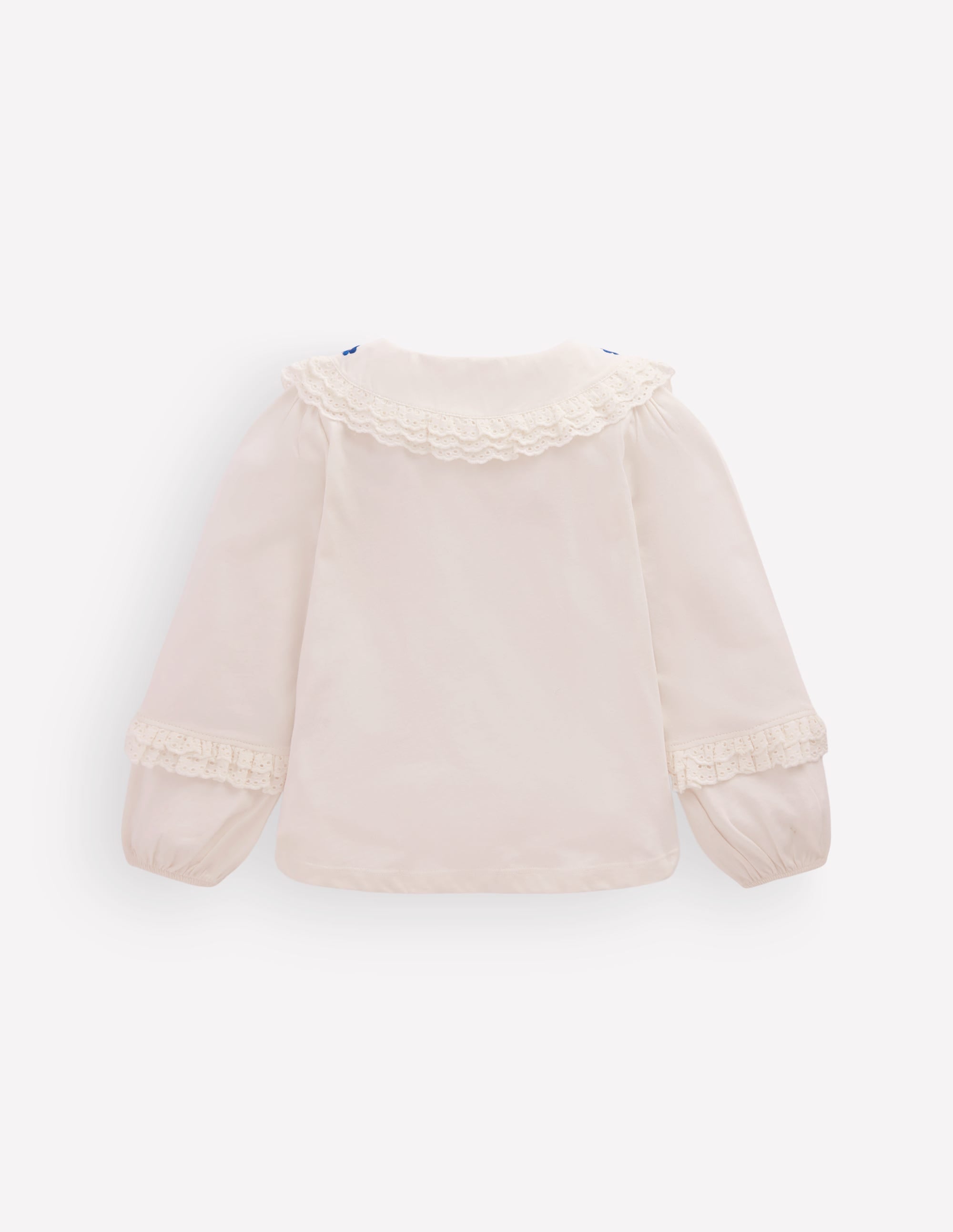 Broderie Collar Jersey Top-Soft Ivory - Image 2