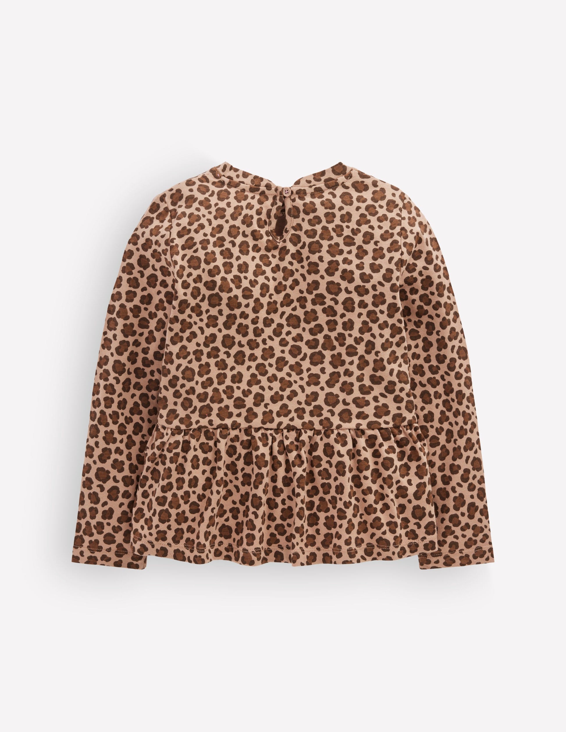 Long Sleeve Peplum Top-Brown Leopard-2
