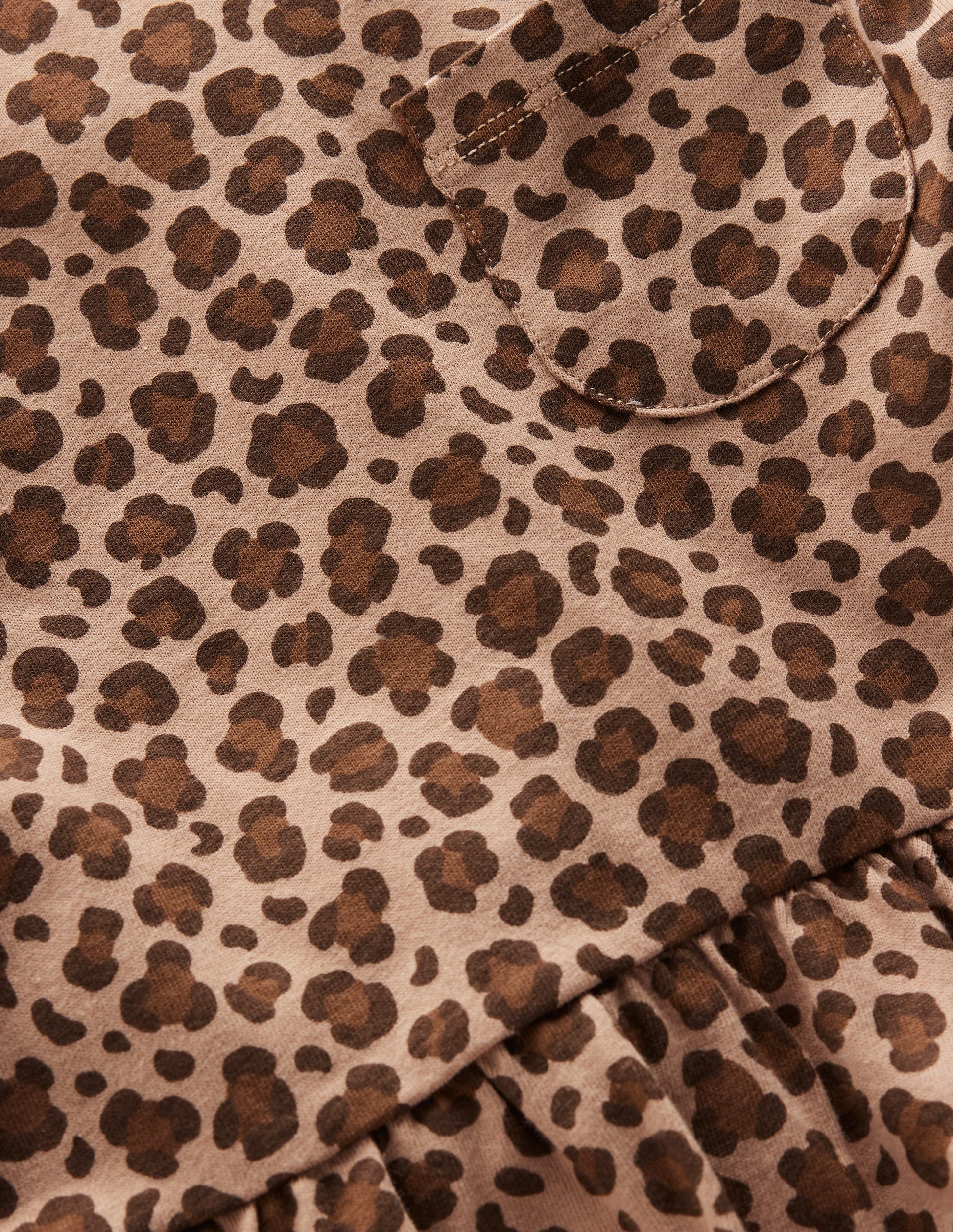 Long Sleeve Peplum Top-Brown Leopard-3