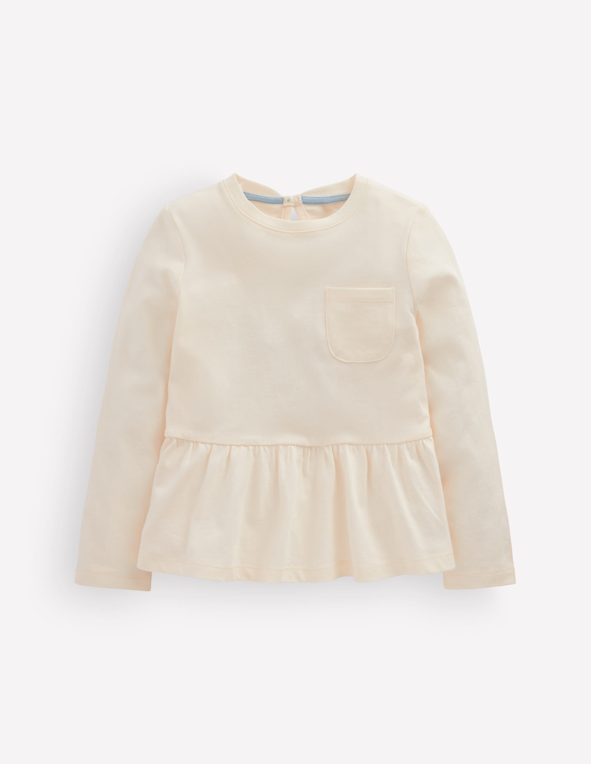 Long Sleeve Peplum Top-Soft Ivory - Image 1