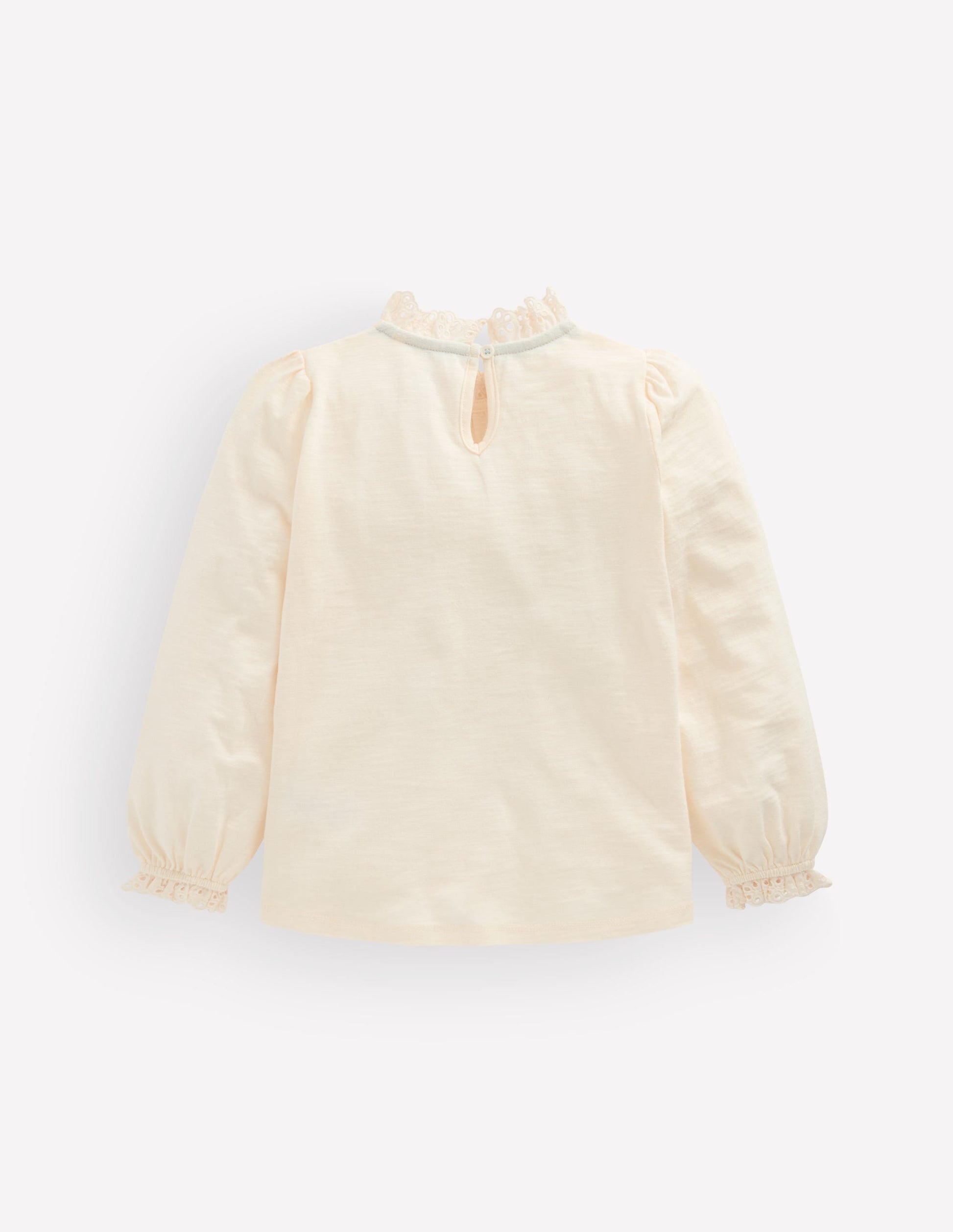 Broderie Trim Slub Top-Soft Ivory-2