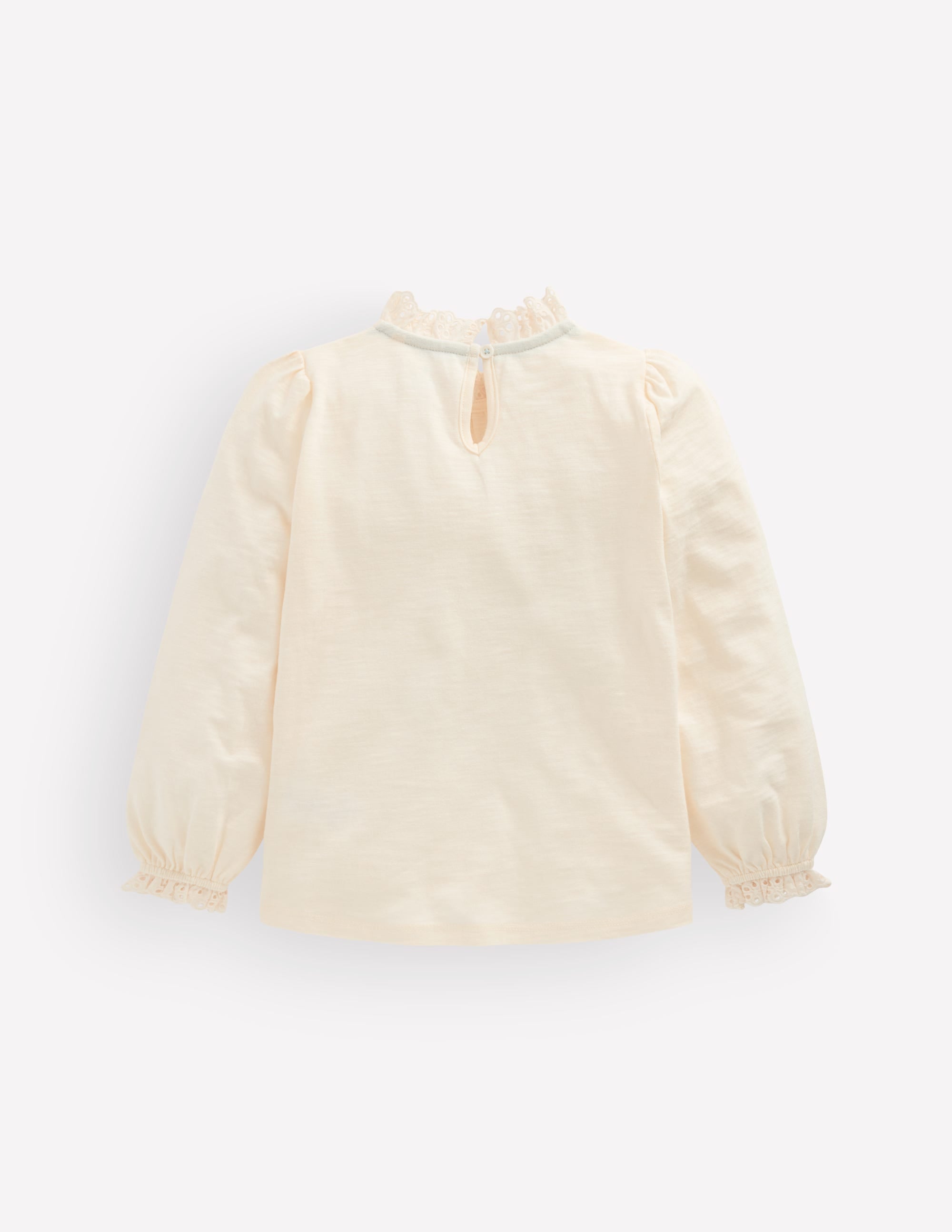 Broderie Trim Slub Top-Soft Ivory - Image 2