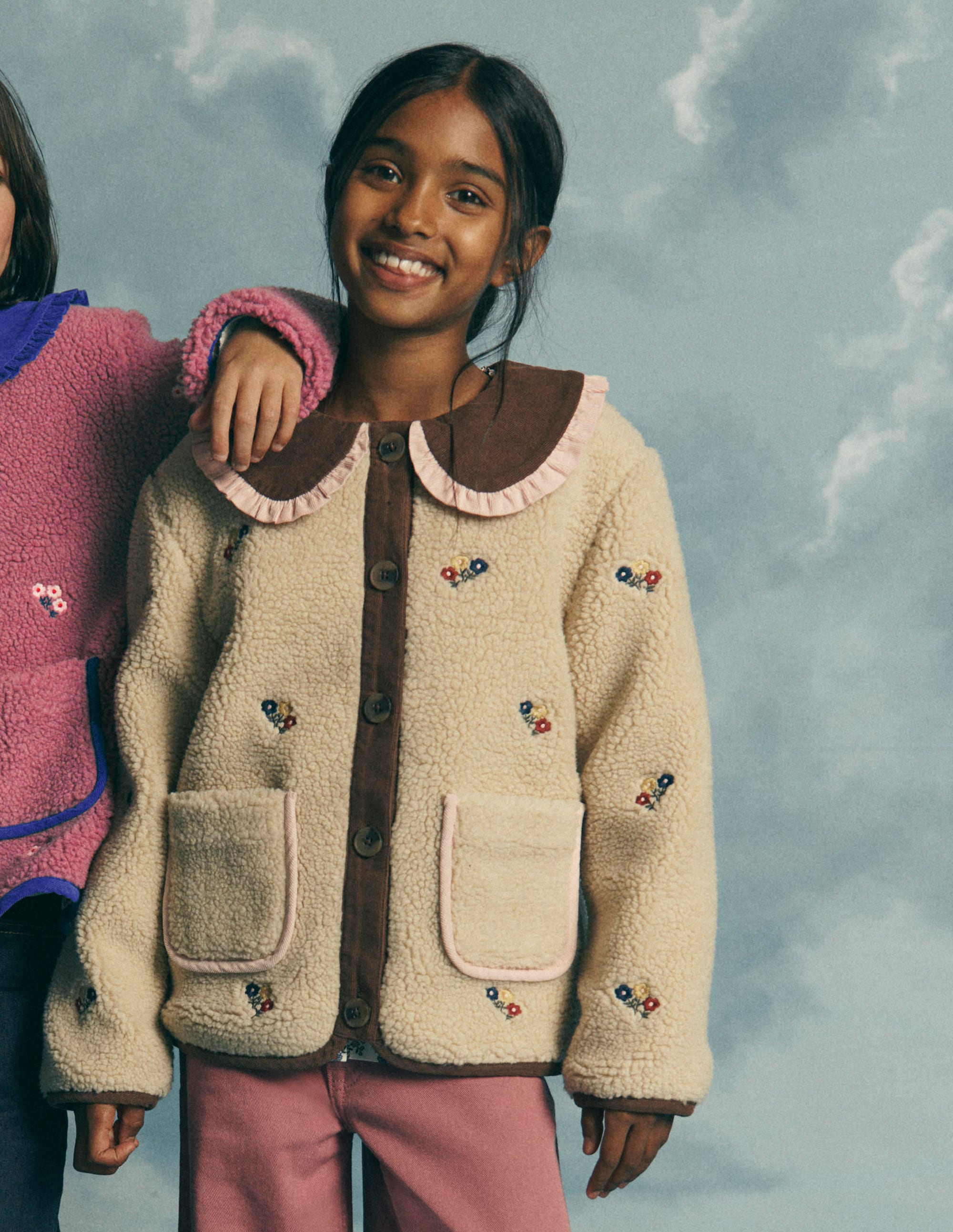 Embroidered Borg Jacket - Ivory Embroidery | Boden USA