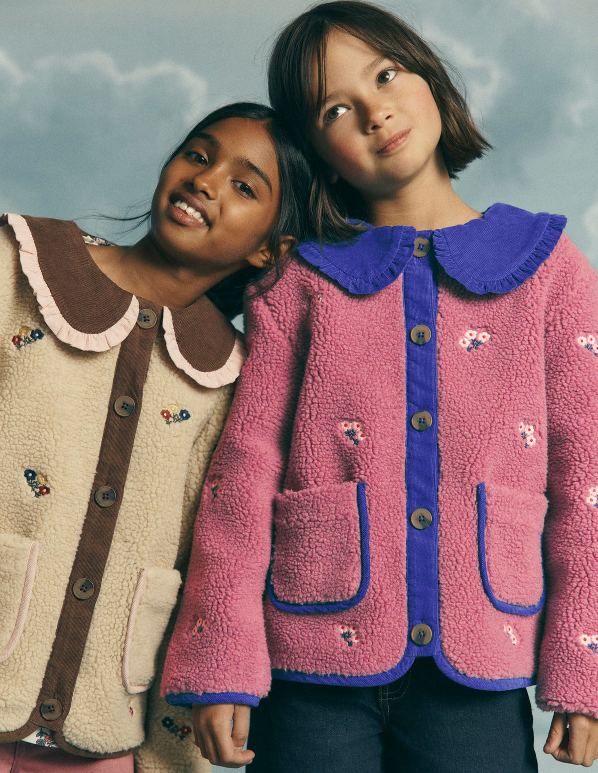 Embroidered Borg Jacket-Pink Heather-1
