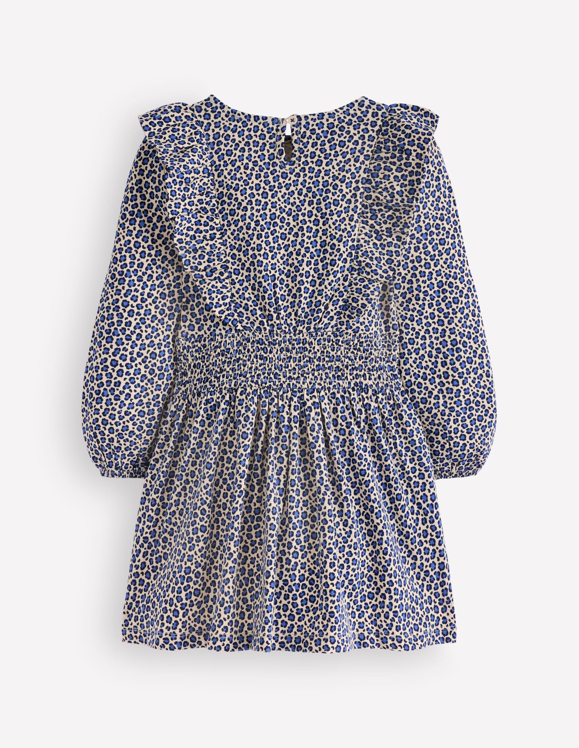 Suki Shirred Jersey Dress-Blue Leopard-2