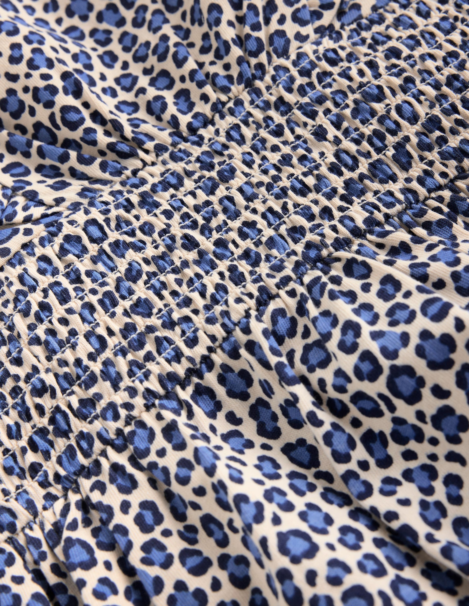 Suki Shirred Jersey Dress-Blue Leopard-3