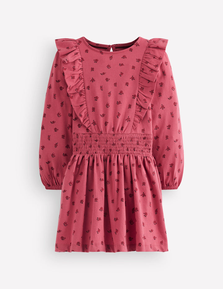 Suki Shirred Jersey Dress-Pink Bud Floral