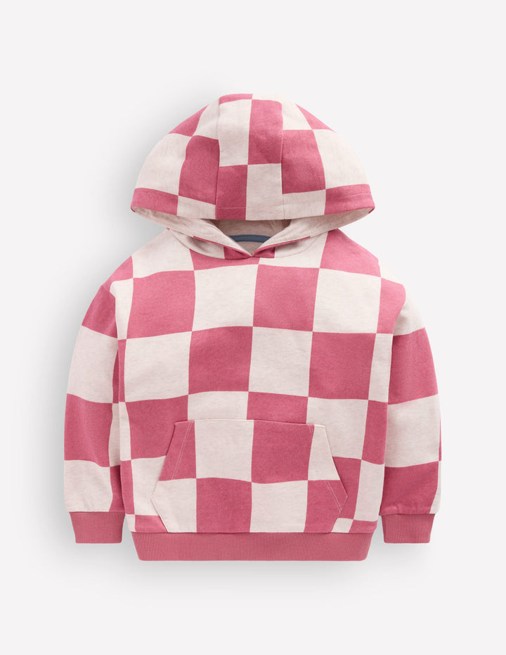 Fun Print Hoody-Pink Checkerboard