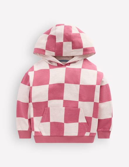 Fun Print Hoody-Pink Checkerboard