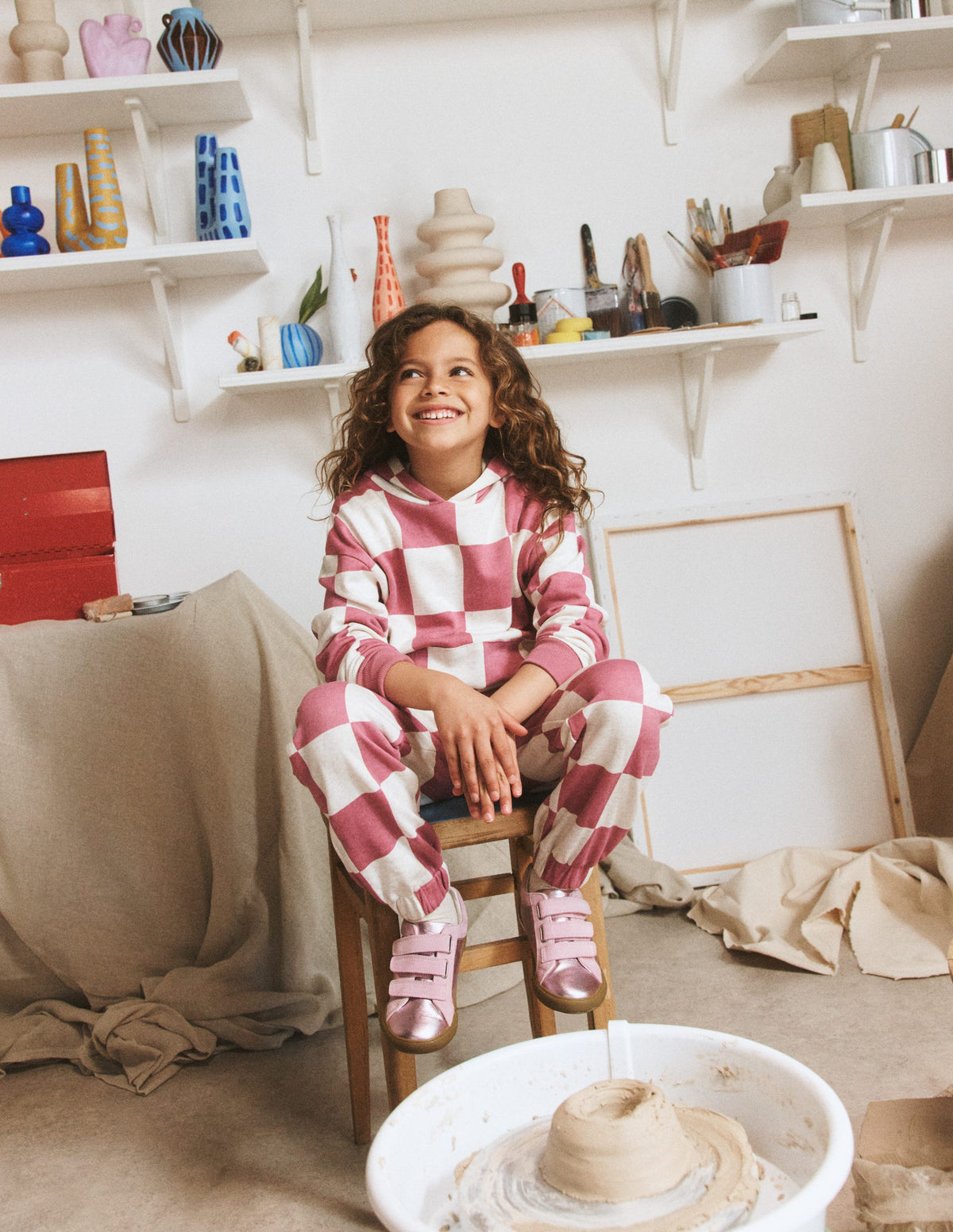 Fun Print Hoody-Pink Checkerboard-4