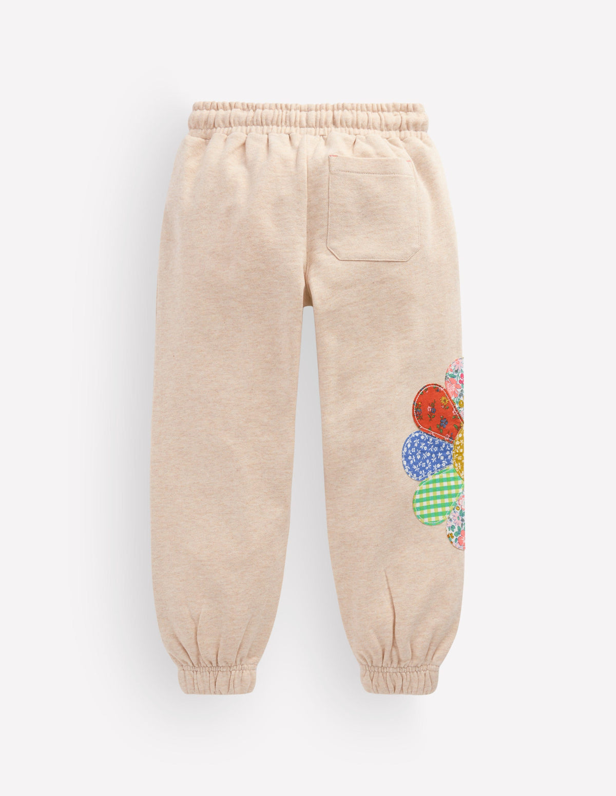 Appliqué Cuffed Joggers-Oatmeal Patchwork Flower - Image 2