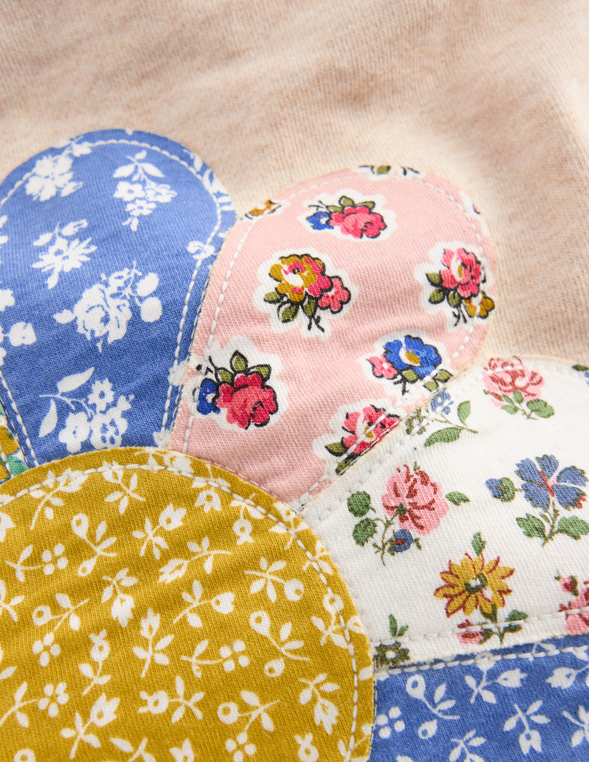 Appliqué Cuffed Joggers-Oatmeal Patchwork Flower - Image 3