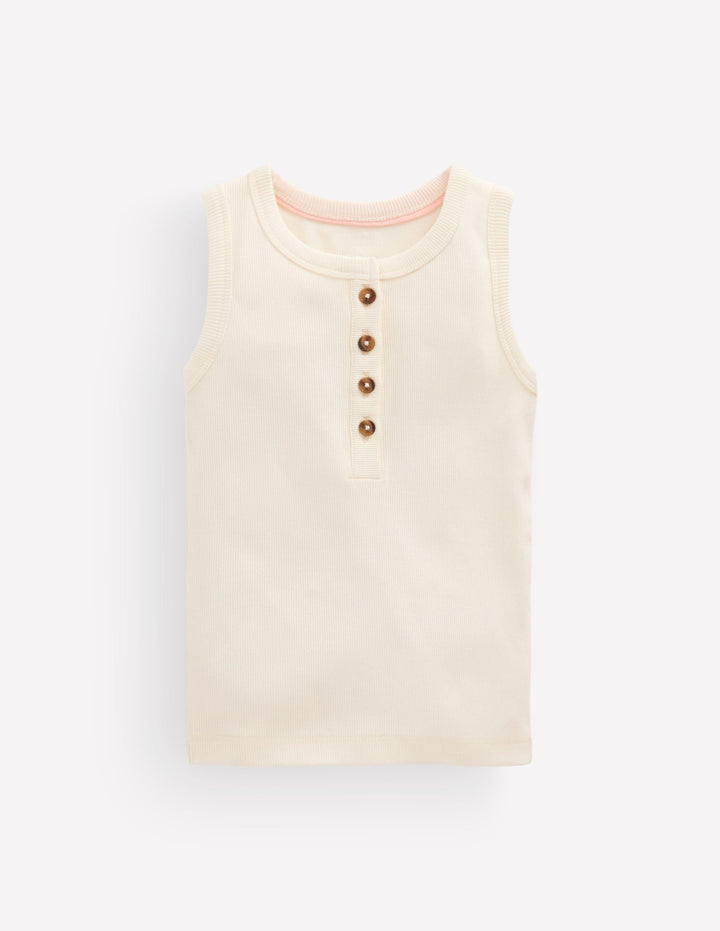 Henley Ribbed Tank-Soft Ivory