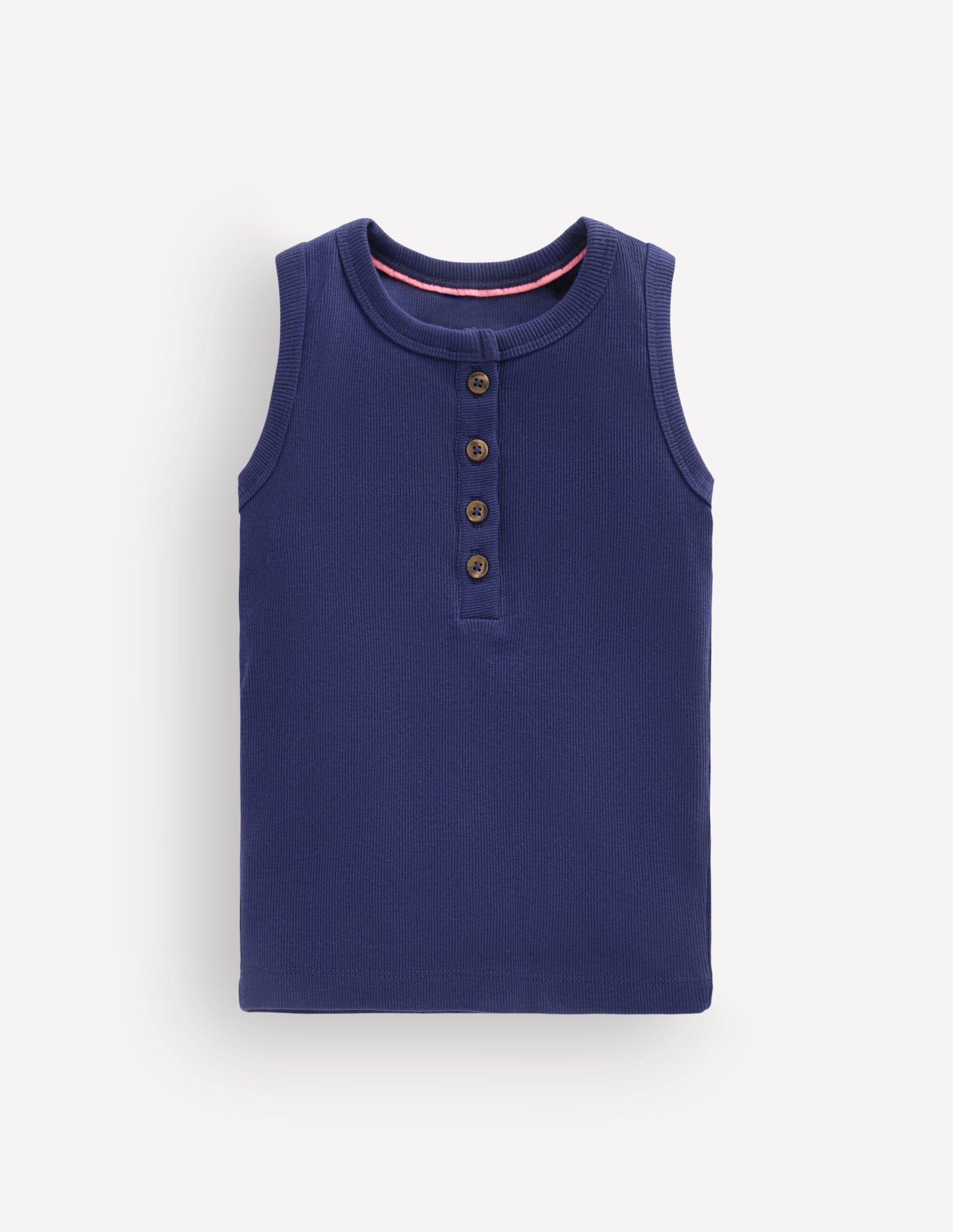 Henley Ribbed Tank-College Navy - Image 1