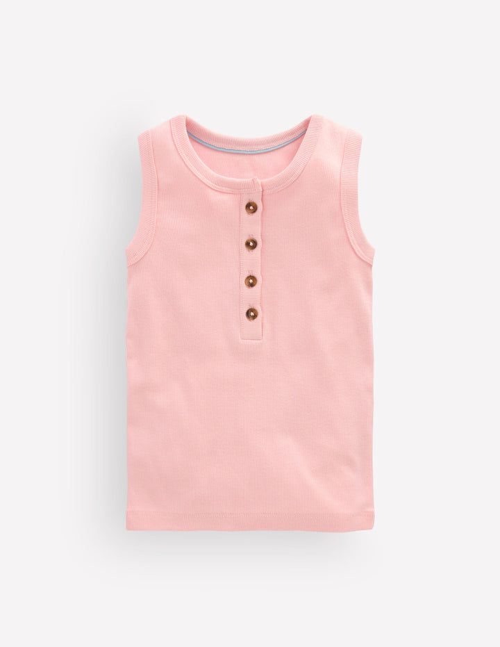 Henley Ribbed Tank-Chalk Pink
