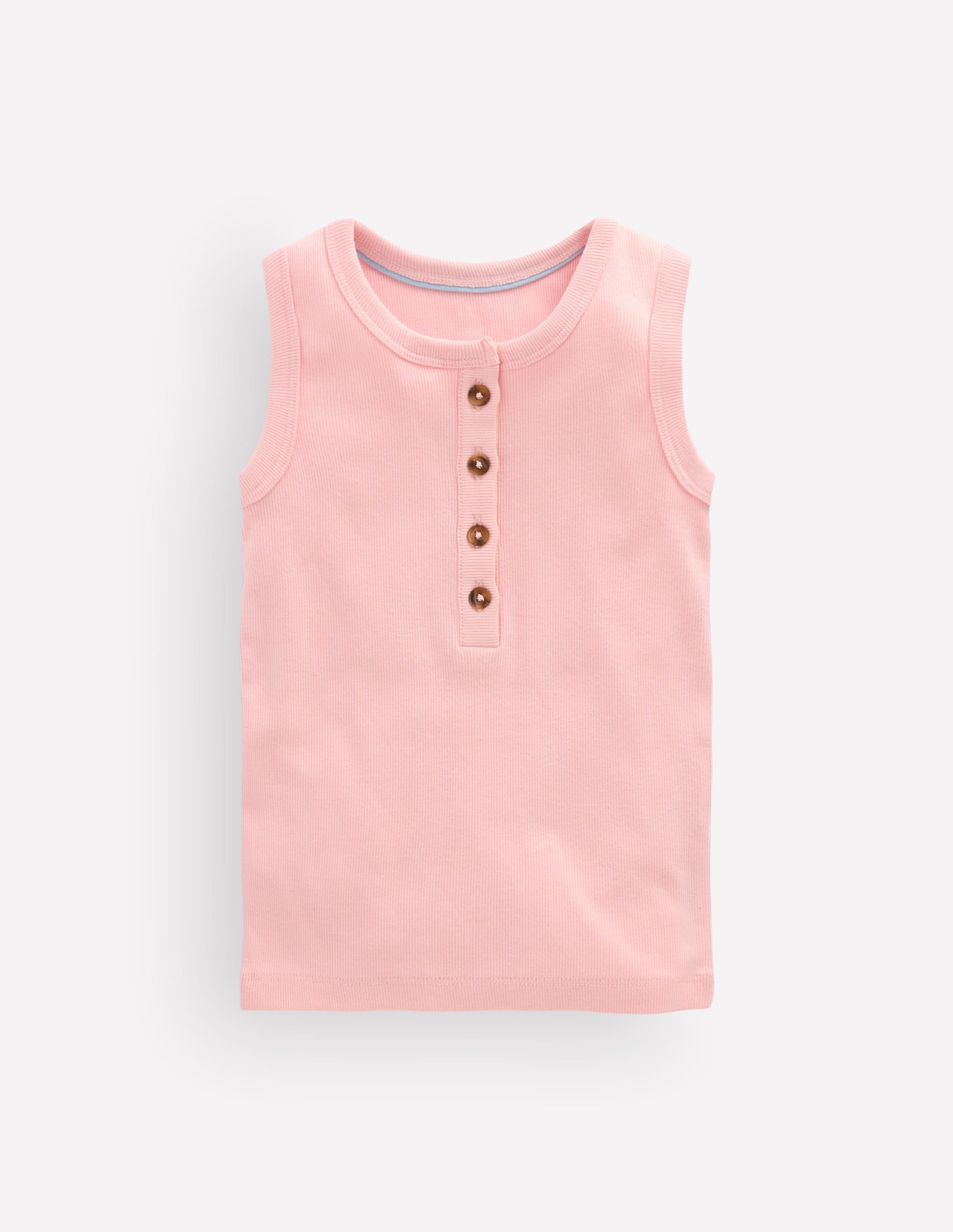 Henley Ribbed Tank-Chalk Pink - Image 1