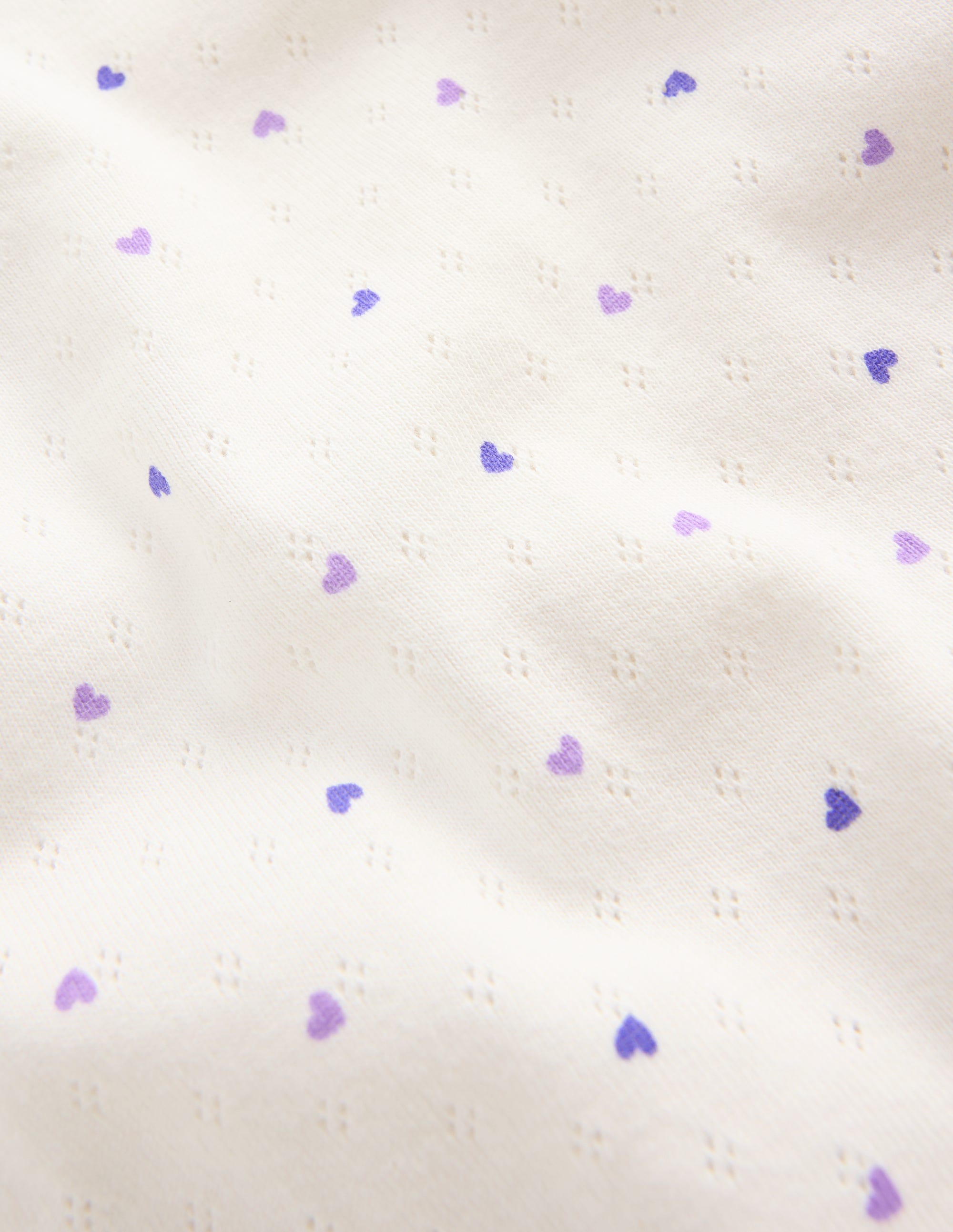 Short Sleeve Pointelle Top-White Heart Spot - Image 3